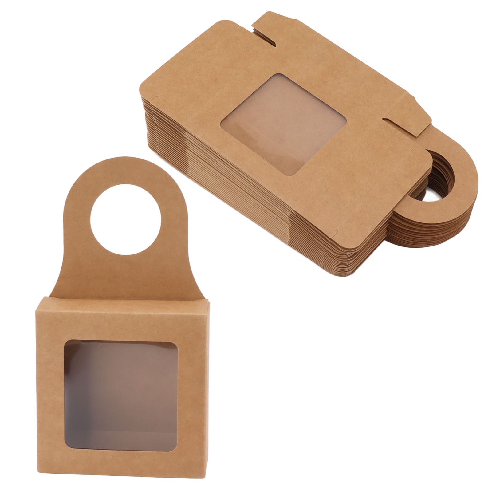 25 Count Kraft Paper Wine Bottle Box with Hanging Hook Window Foldable Kraft Gift Boxes - Image 6