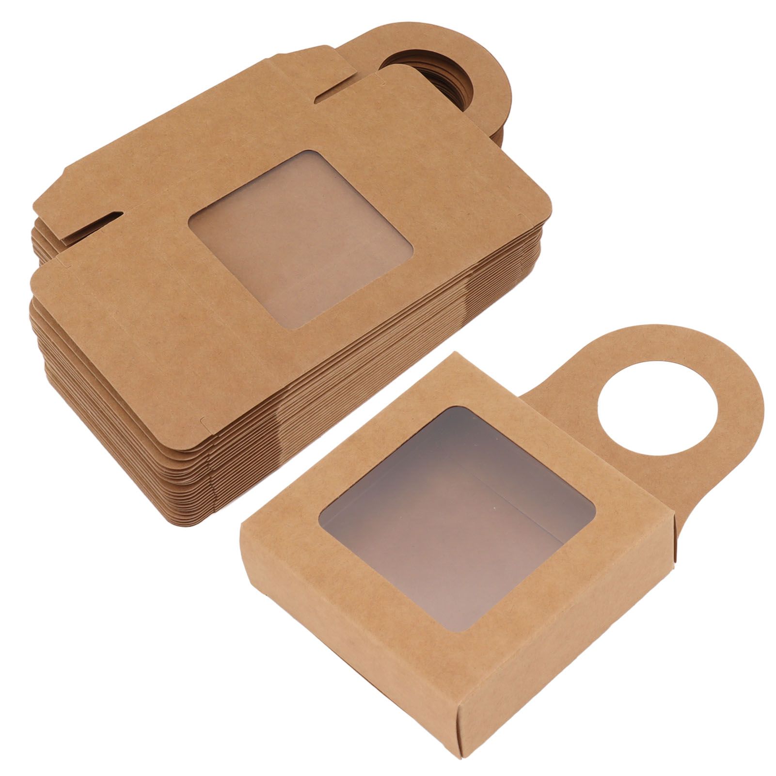 25 Count Kraft Paper Wine Bottle Box with Hanging Hook Window Foldable Kraft Gift Boxes - Image 7