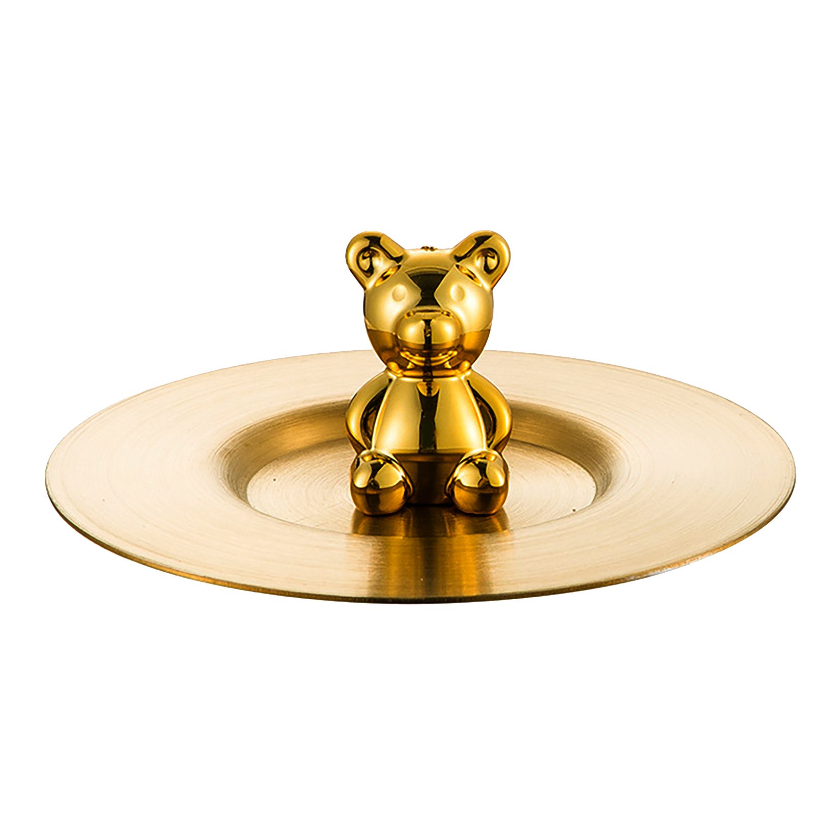 Cute Bear Cup Cover Stainless Steel Dustproof Rounded Edges Glossy Surface Artistic Cup Lid for Mug Glass Cup Gold - Image 1
