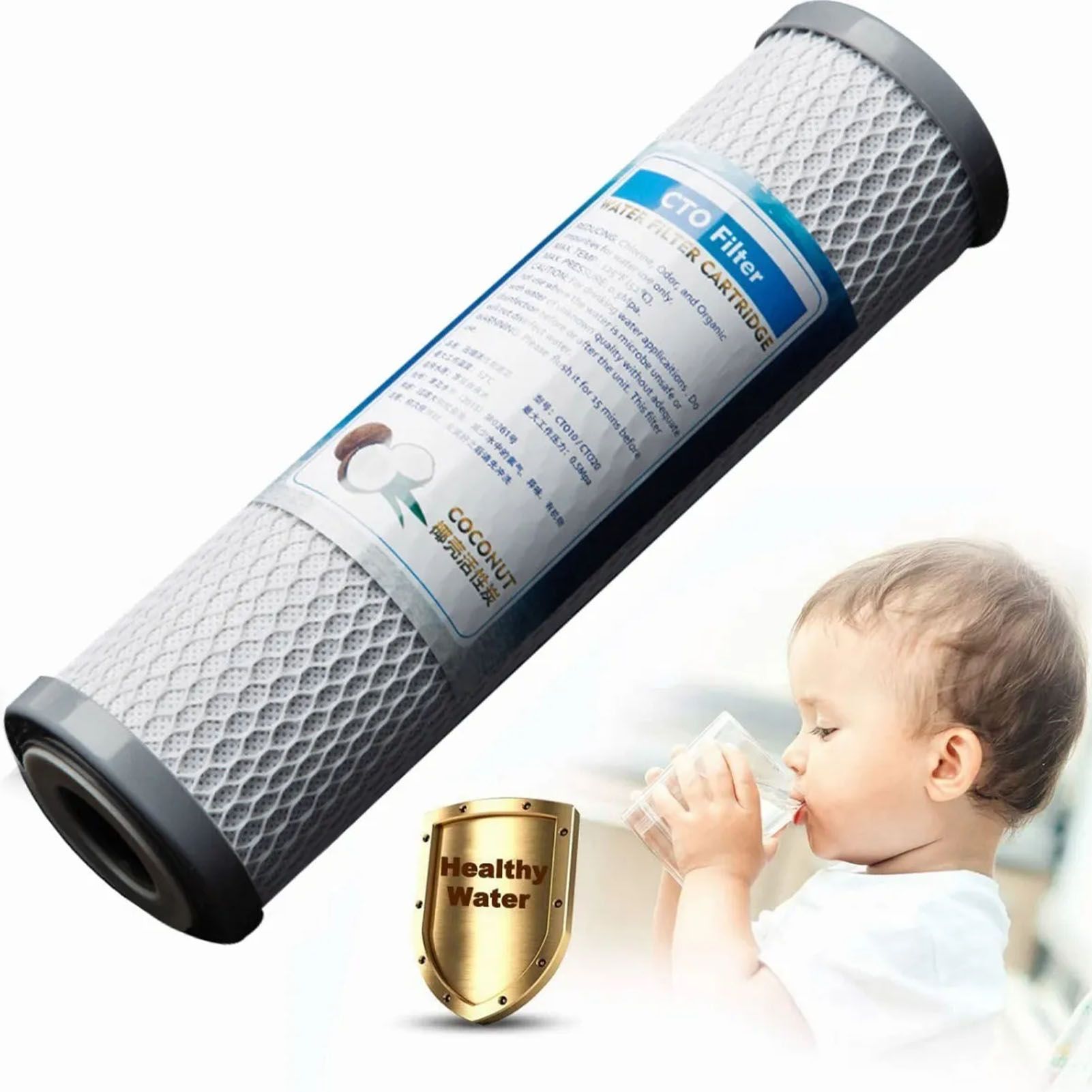 Water Filter Cartridge CTO Coconut Shell Activated Carbon Purifier Cartridge for 10in Filter - Image 2