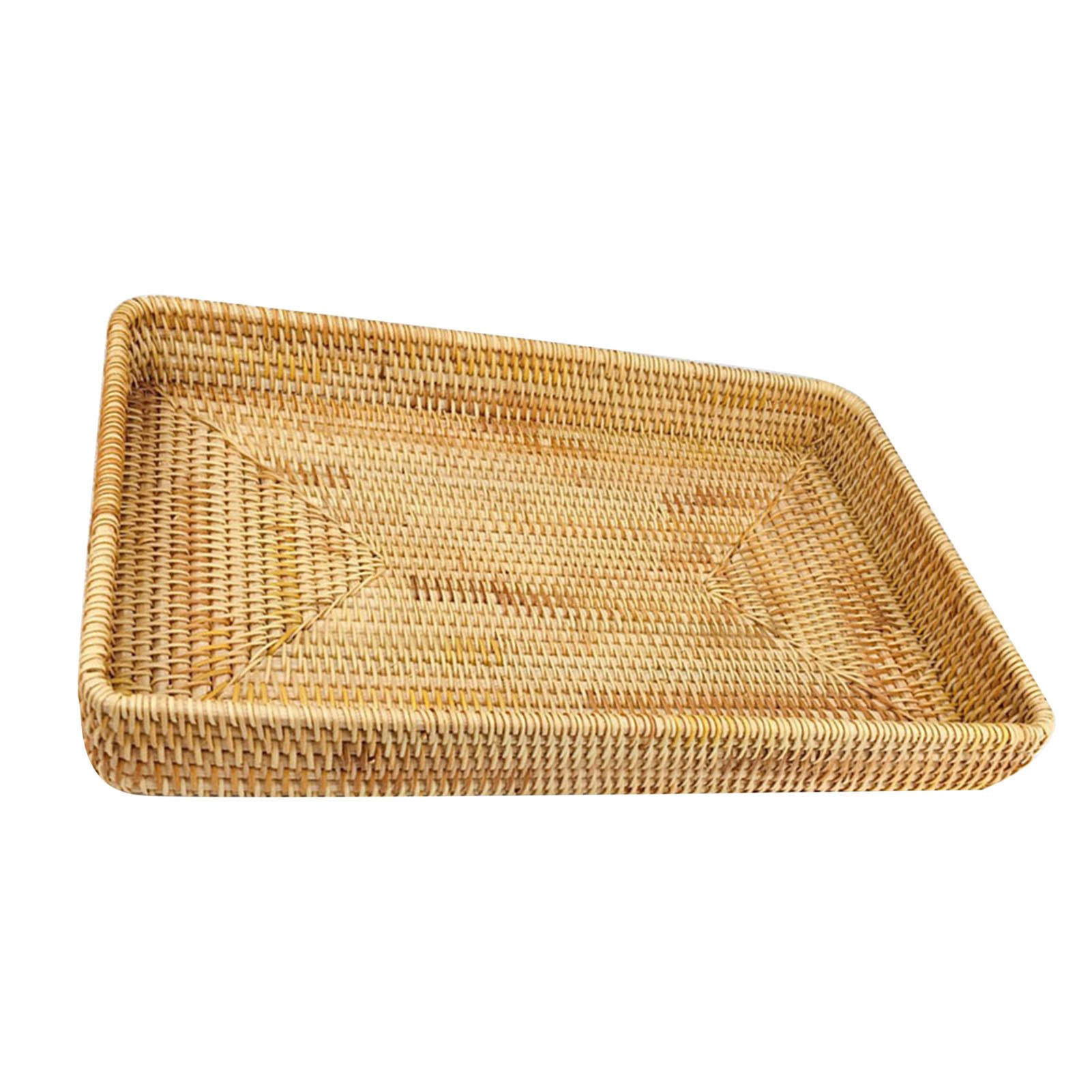 Rattan Tray Tabletop Organization Hand Woven Snack Storage Basket Multifunctional Serving Tray L - Image 4
