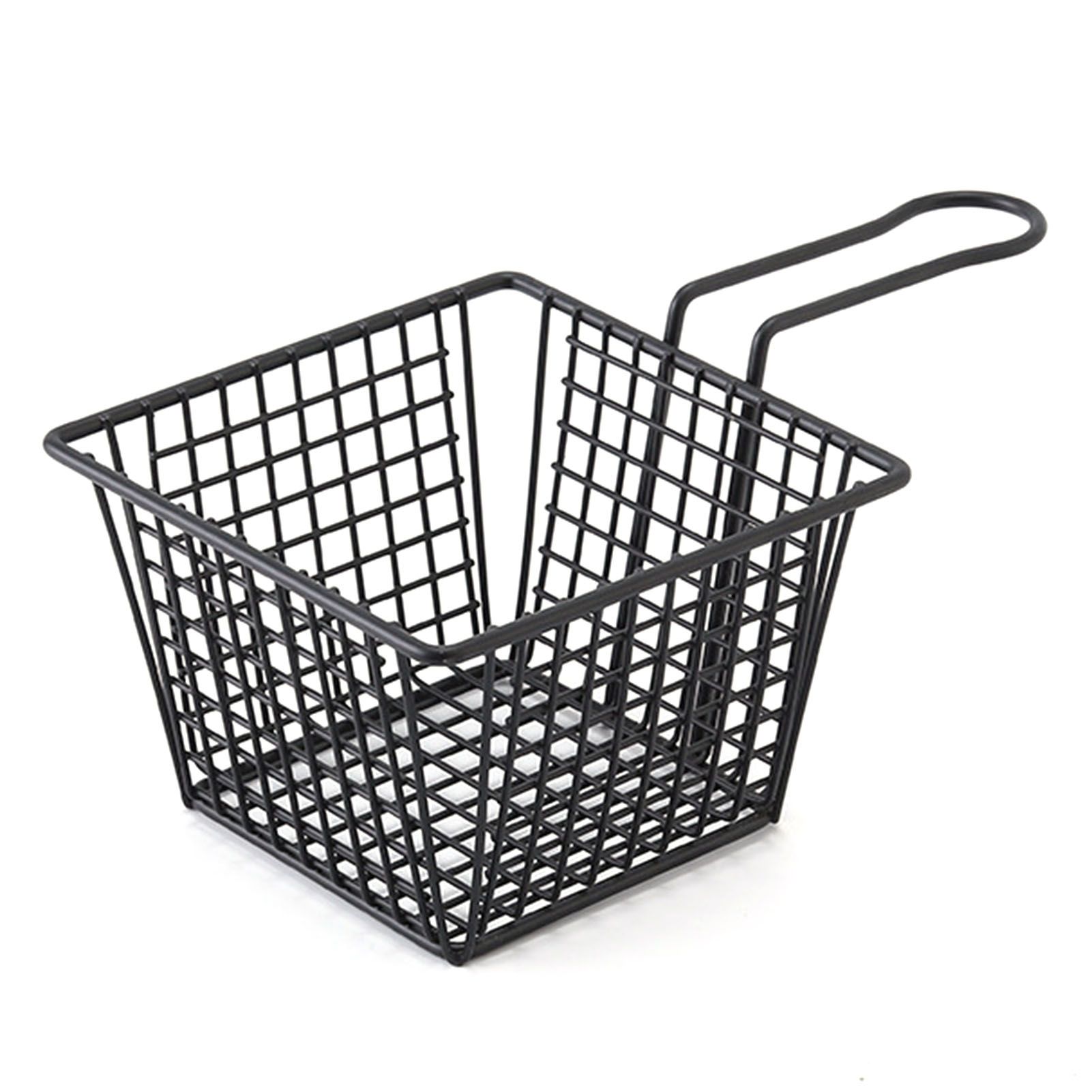 Fryer Basket Iron French Fry Holder Frying Strainer with Handle for Restaurant Home Black - Image 1