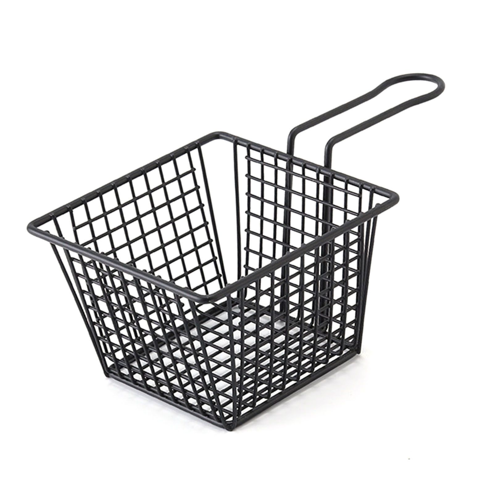 Fryer Basket Iron French Fry Holder Frying Strainer with Handle for Restaurant Home Black - Image 2