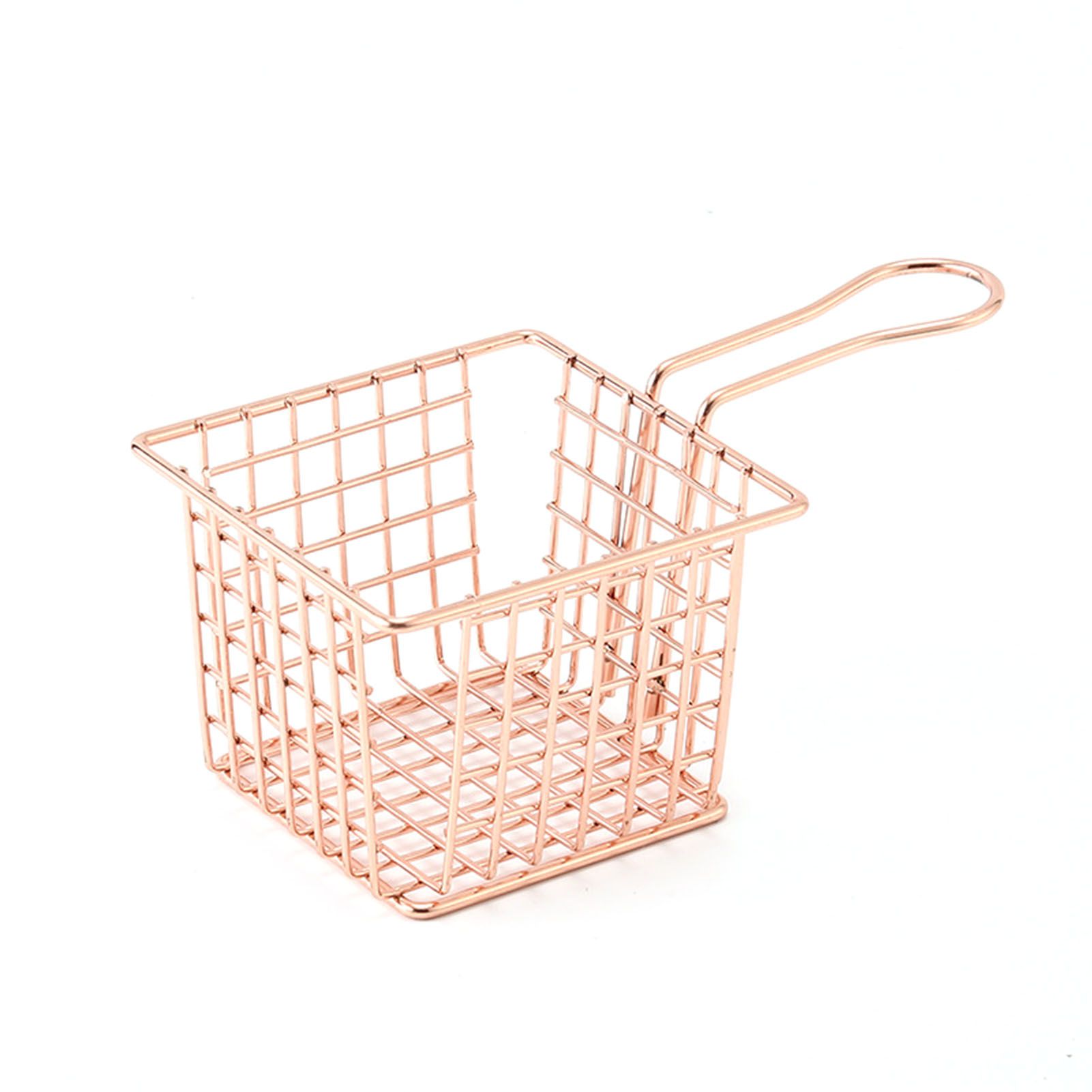 Fryer Basket Iron French Fry Holder Frying Strainer with Handle for Restaurant Home Rose Gold - Image 1