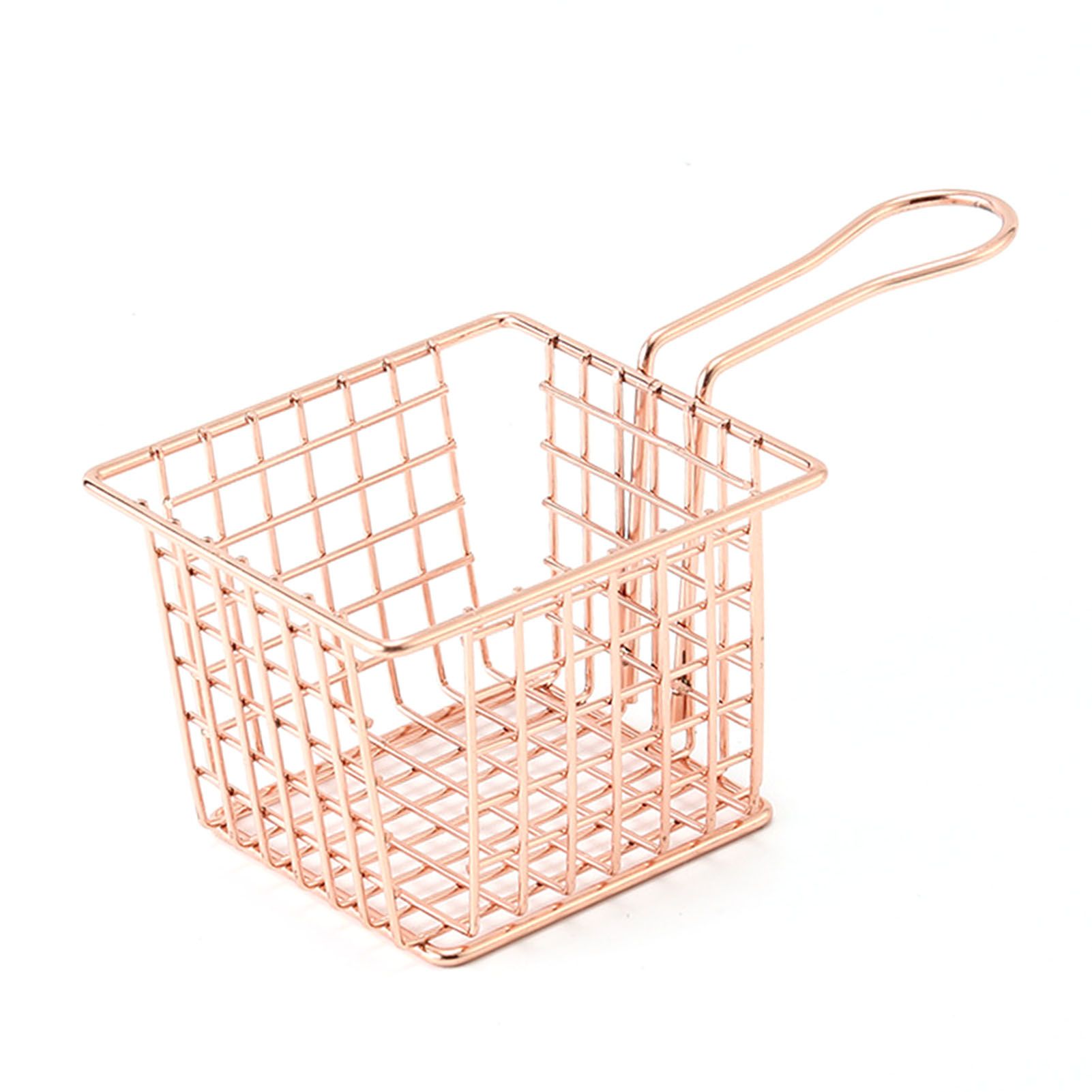 Fryer Basket Iron French Fry Holder Frying Strainer with Handle for Restaurant Home Rose Gold - Image 2
