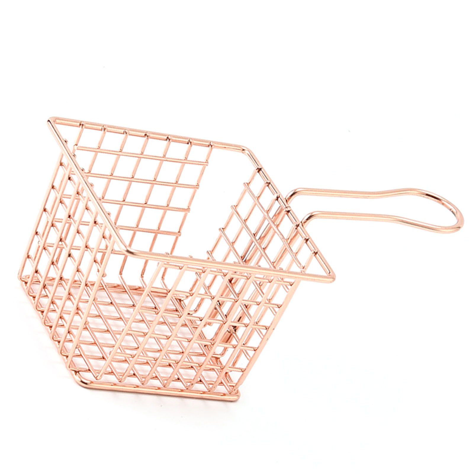 Fryer Basket Iron French Fry Holder Frying Strainer with Handle for Restaurant Home Rose Gold - Image 3