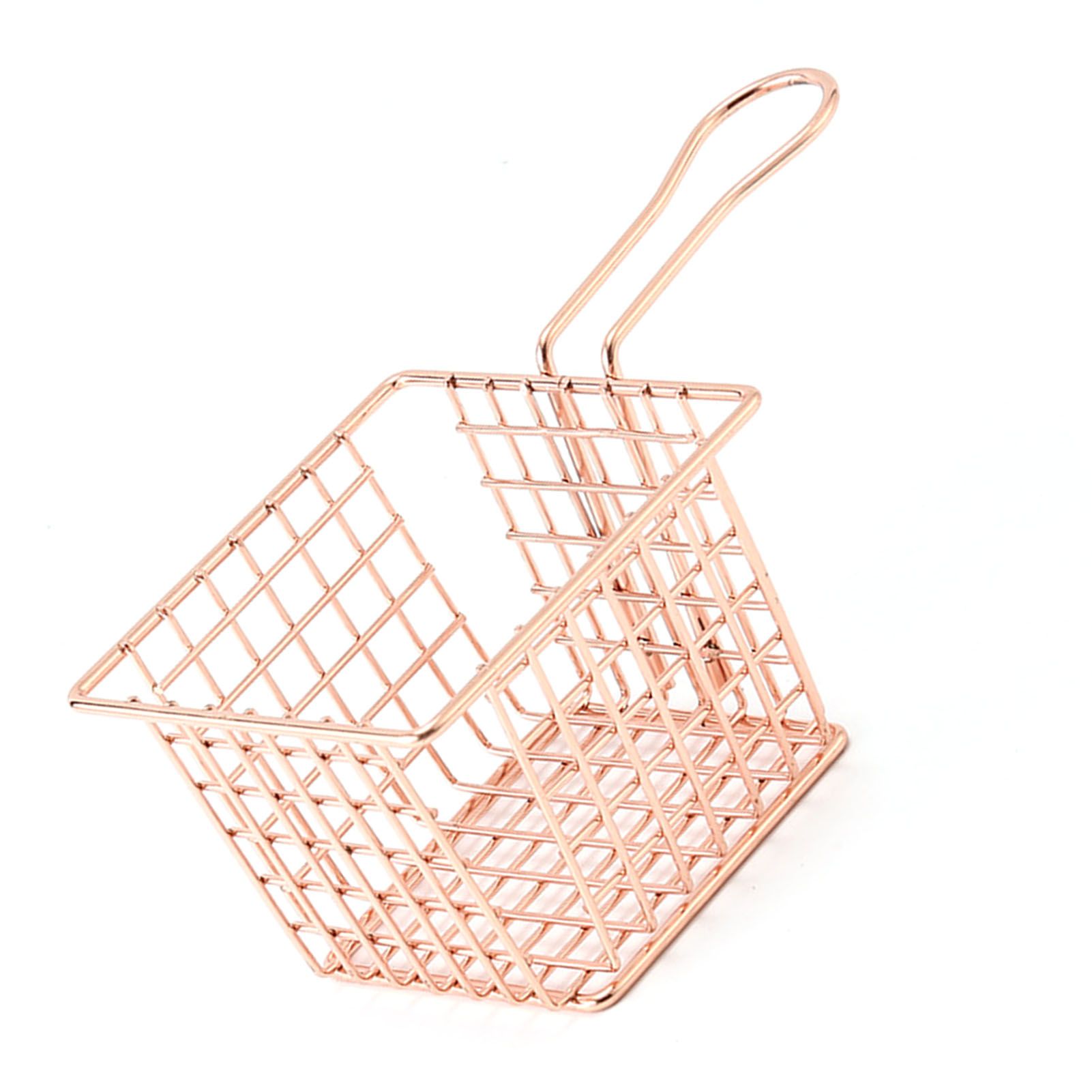Fryer Basket Iron French Fry Holder Frying Strainer with Handle for Restaurant Home Rose Gold - Image 4