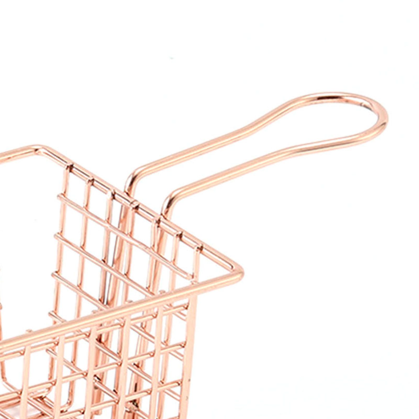 Fryer Basket Iron French Fry Holder Frying Strainer with Handle for Restaurant Home Rose Gold - Image 8