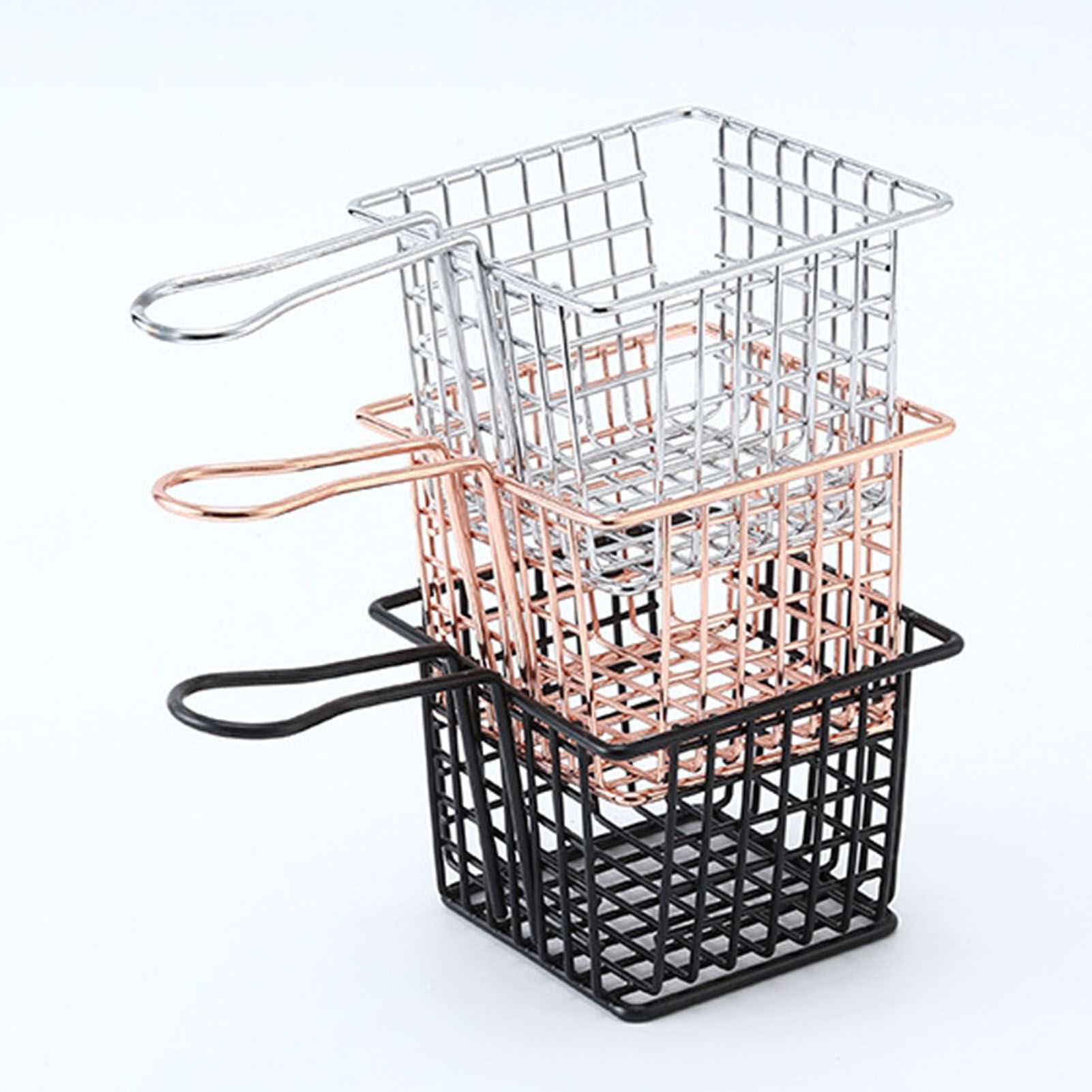 Fryer Basket Iron French Fry Holder Frying Strainer with Handle for Restaurant Home Electroplating Color - Image 5
