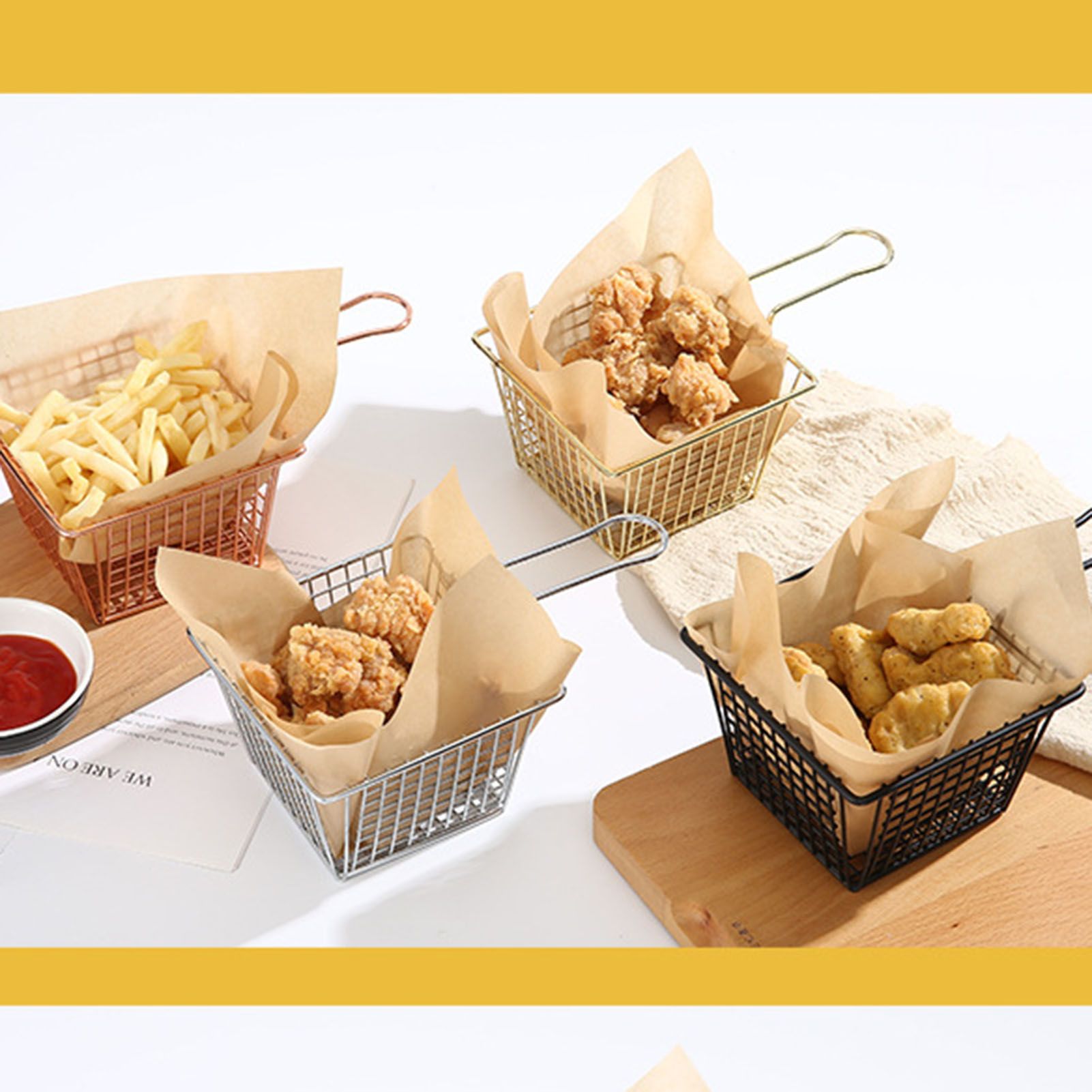 Fryer Basket Iron French Fry Holder Frying Strainer with Handle for Restaurant Home Electroplating Color - Image 6