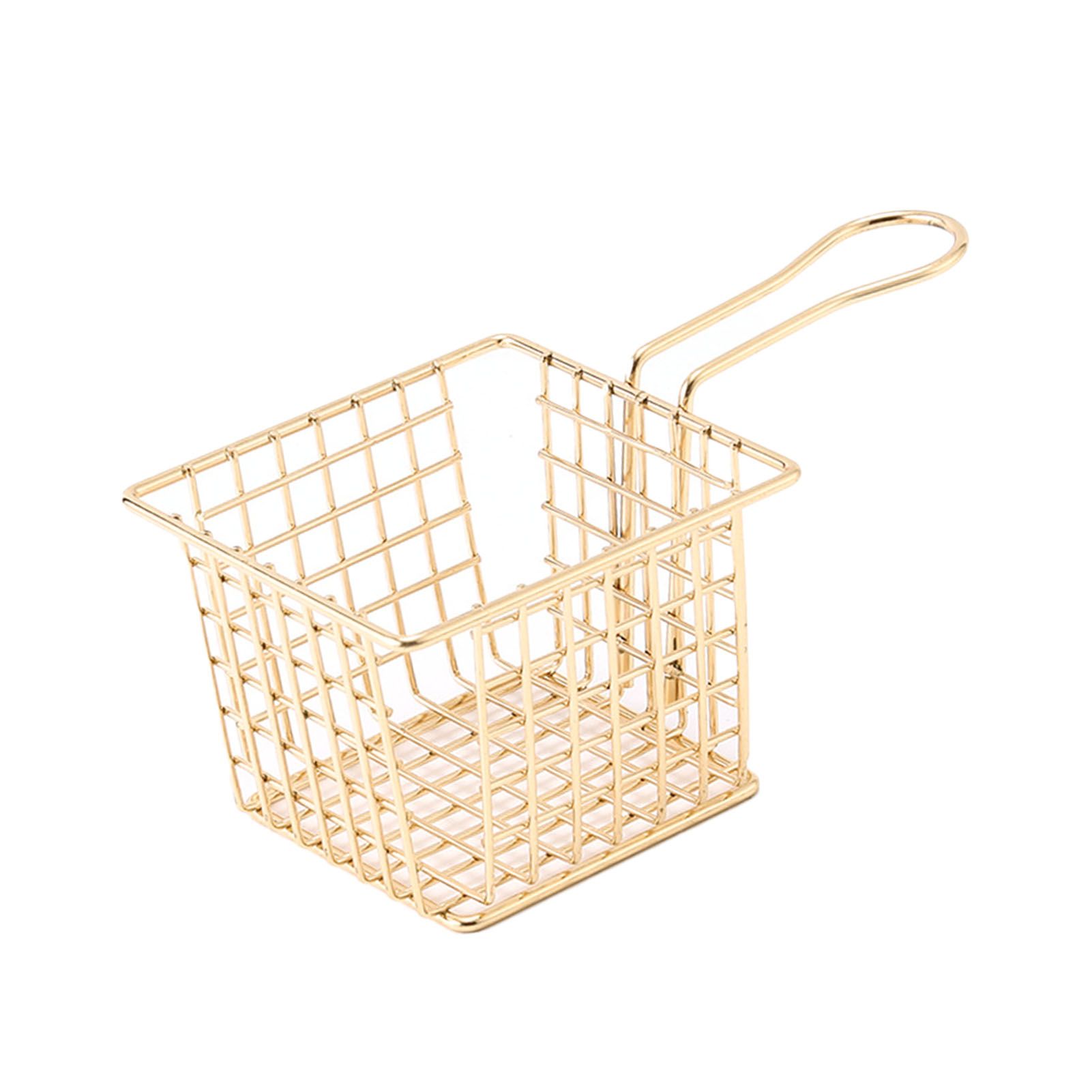 Fryer Basket Iron French Fry Holder Frying Strainer with Handle for Restaurant Home Imitation Gold - Image 2