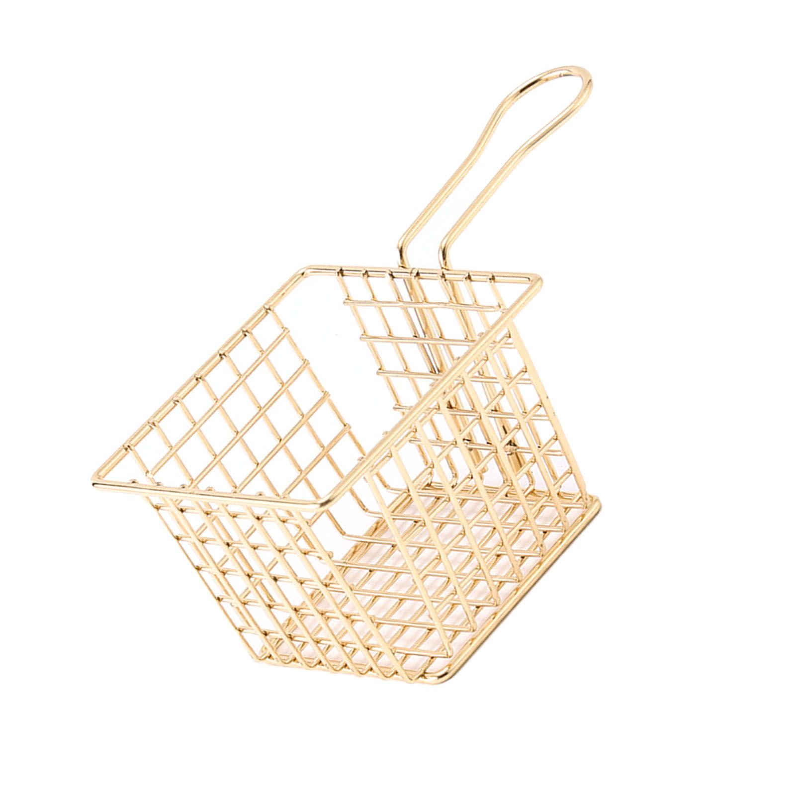 Fryer Basket Iron French Fry Holder Frying Strainer with Handle for Restaurant Home Imitation Gold - Image 3