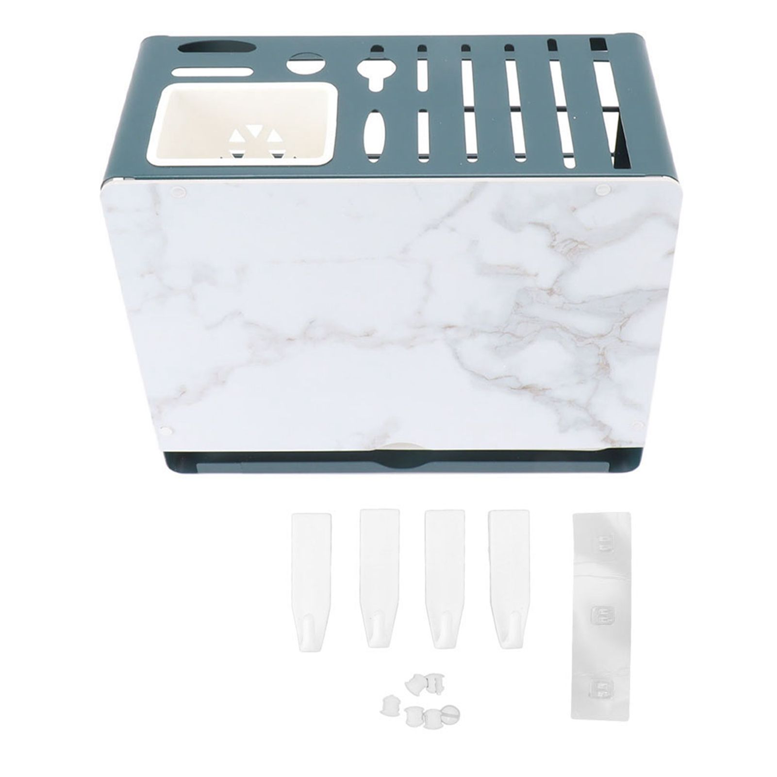 Multifunctional Knife Blocks with White Plate Cutting Board Pot Lid Holder for Countertop Organization Kitchen Storage Wall Mount Green Frame - Image 1