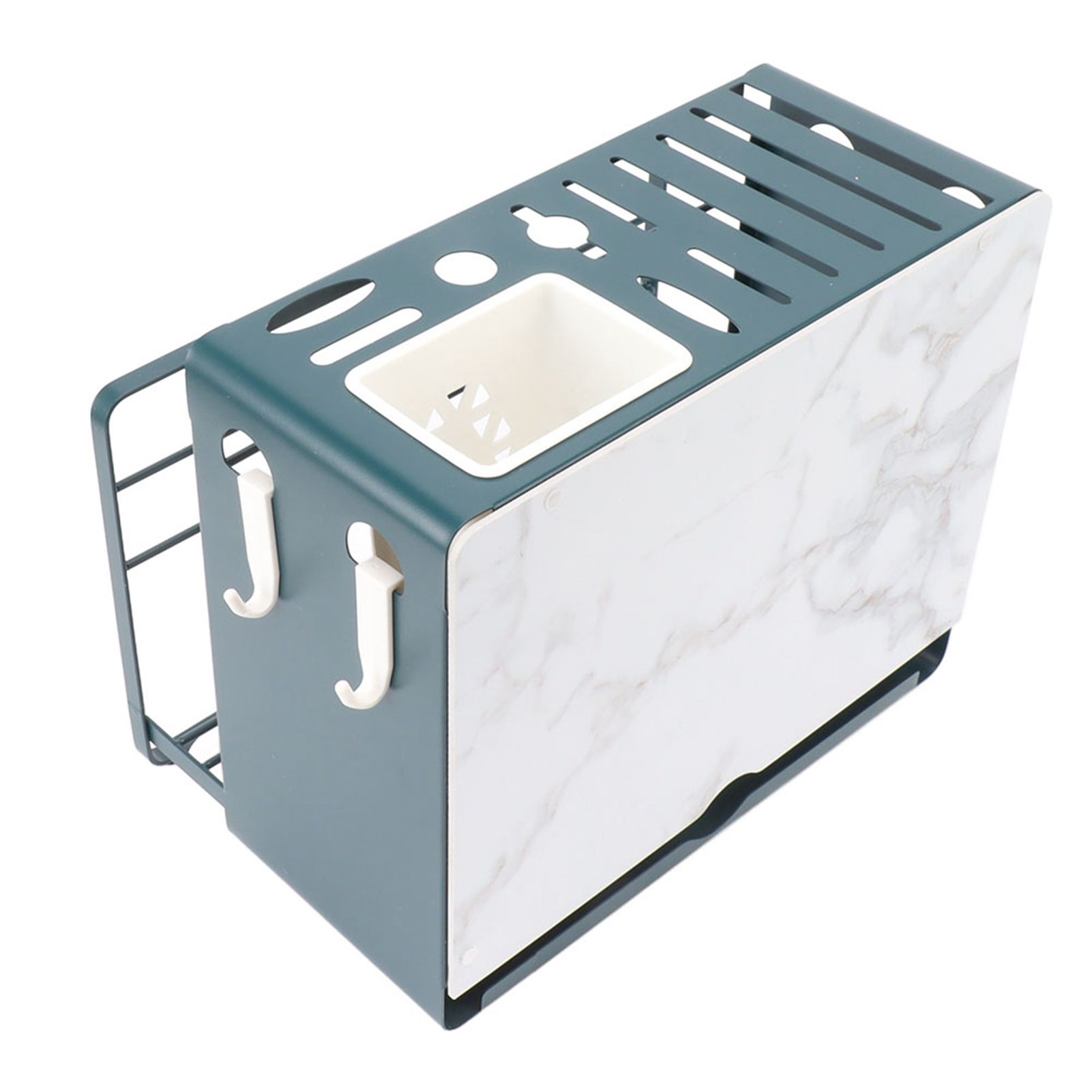 Multifunctional Knife Blocks with White Plate Cutting Board Pot Lid Holder for Countertop Organization Kitchen Storage Wall Mount Green Frame - Image 4
