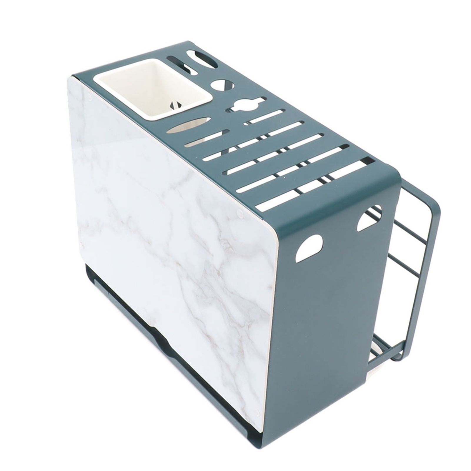 Multifunctional Knife Blocks with White Plate Cutting Board Pot Lid Holder for Countertop Organization Kitchen Storage Wall Mount Green Frame - Image 5