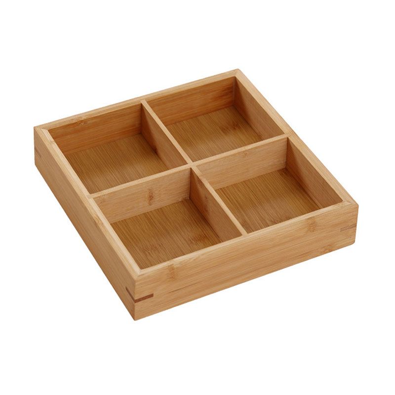 Divided Wooden Tray Multi Compartments Serving Tray for Hot Pot Restaurants Sushi Plate 4 Compartments - Image 1