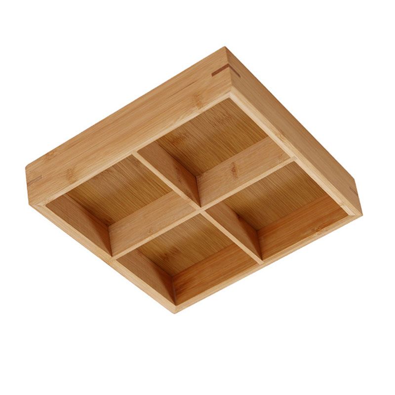 Divided Wooden Tray Multi Compartments Serving Tray for Hot Pot Restaurants Sushi Plate 4 Compartments - Image 3
