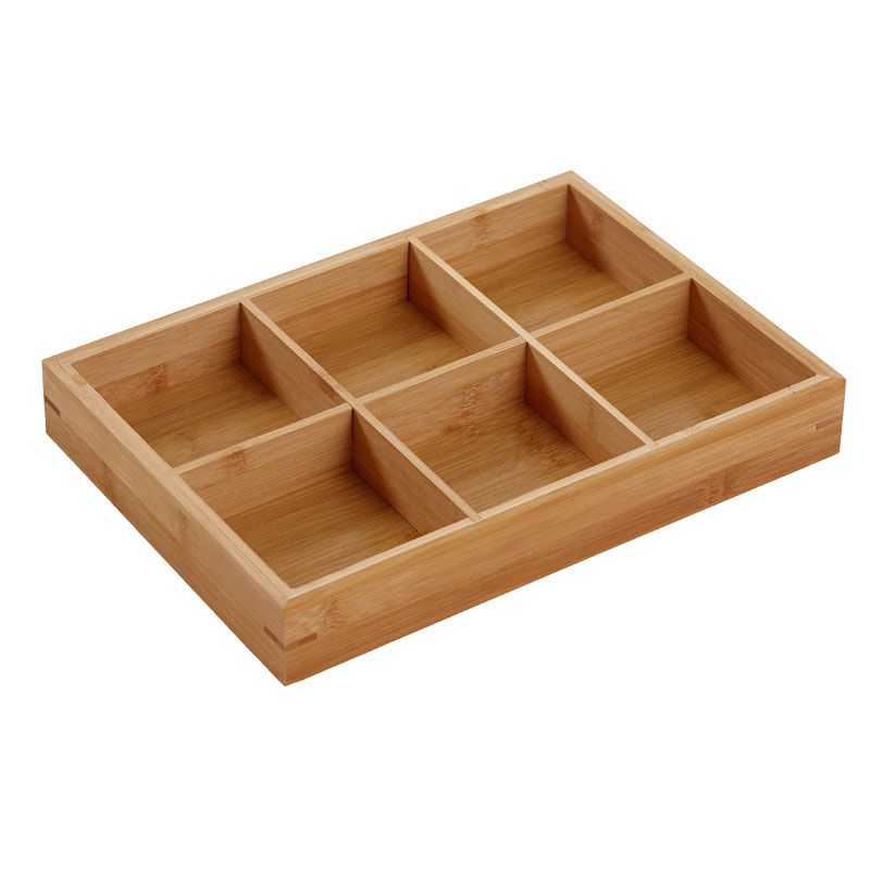Divided Wooden Tray Multi Compartments Serving Tray for Hot Pot Restaurants Sushi Plate 6 Compartments - Image 1