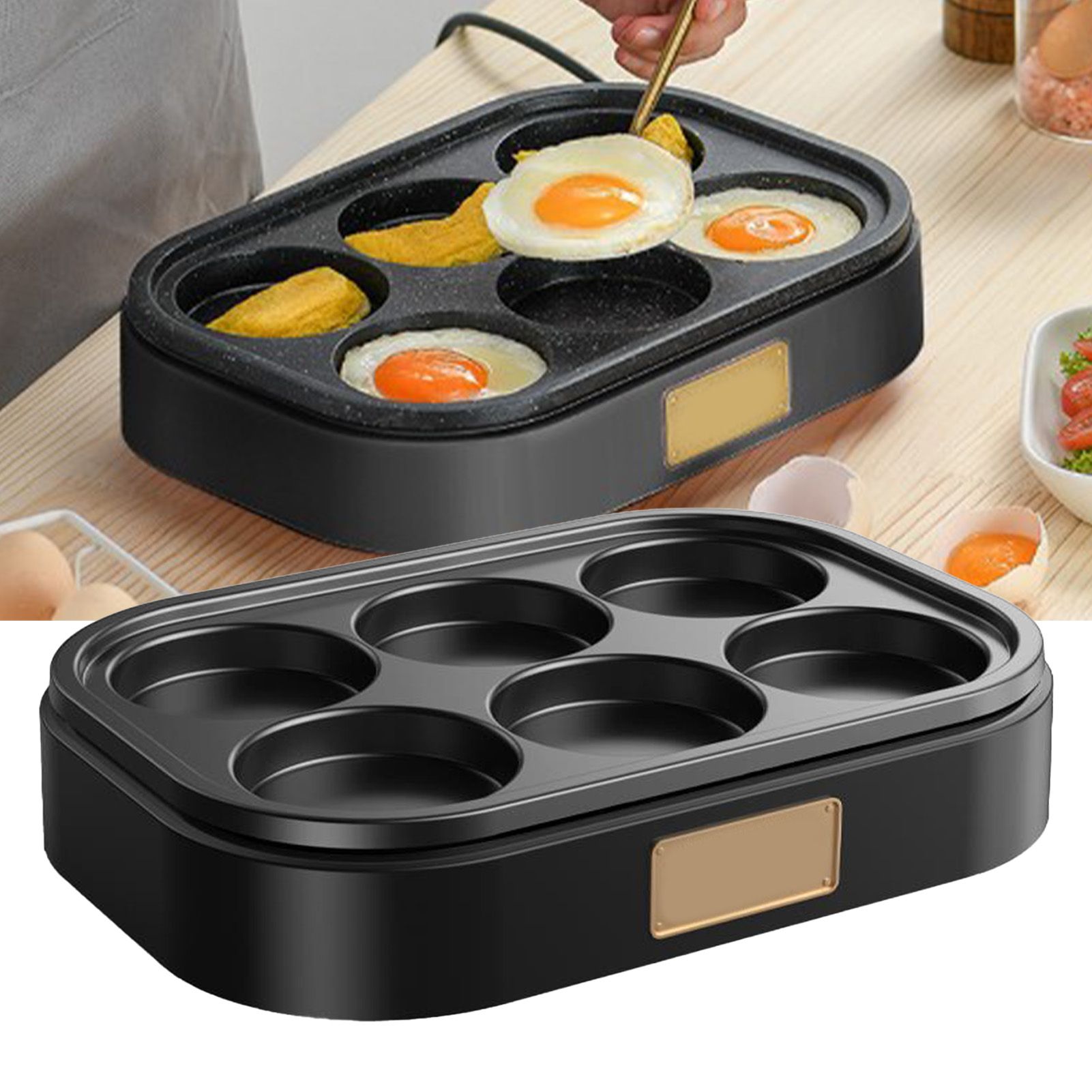 6 Hole Egg Frying Pan Nonstick Breakfast Pot Multifunctional Breakfast Maker Hamburger Machine Without Pot Cover - Image 5
