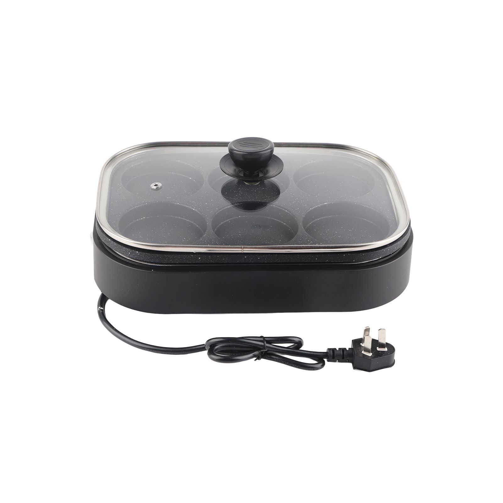 6 Hole Egg Frying Pan Nonstick Breakfast Pot Multifunctional Breakfast Maker Hamburger Machine With Pot Cover - Image 1