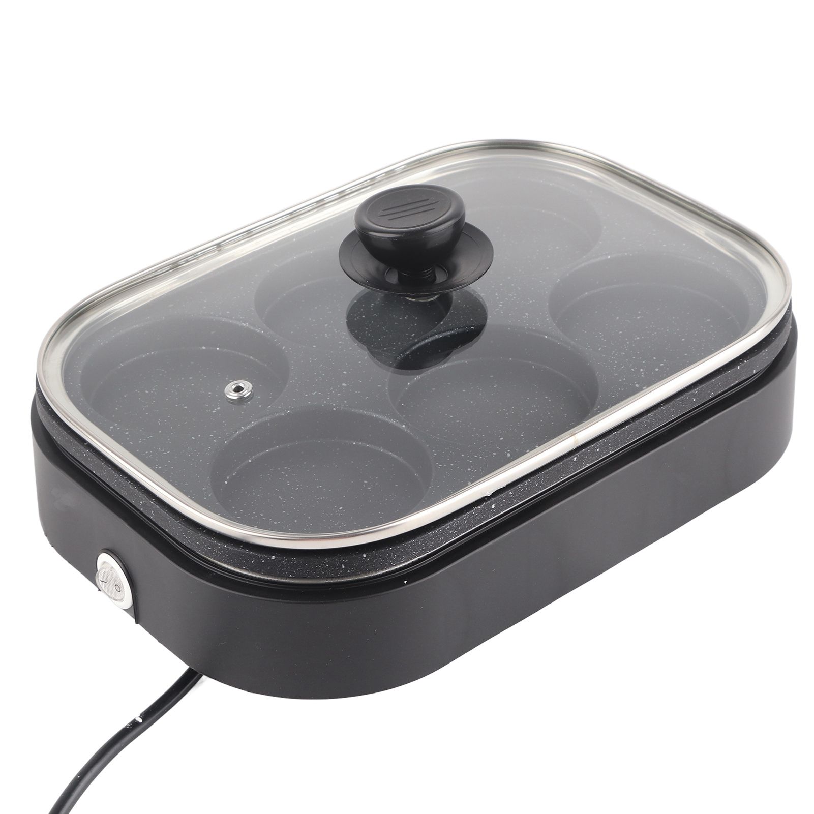 6 Hole Egg Frying Pan Nonstick Breakfast Pot Multifunctional Breakfast Maker Hamburger Machine With Pot Cover - Image 2