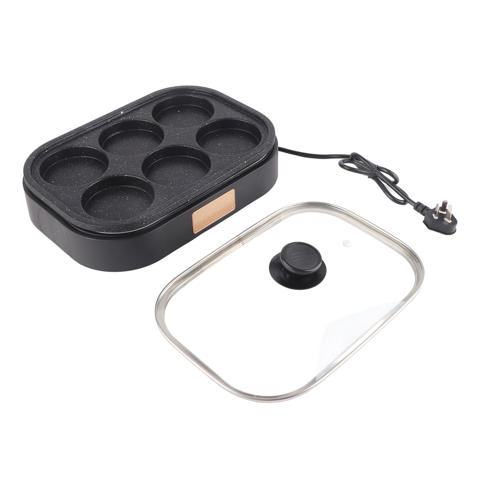 6 Hole Egg Frying Pan Nonstick Breakfast Pot Multifunctional Breakfast Maker Hamburger Machine With Pot Cover - Image 6