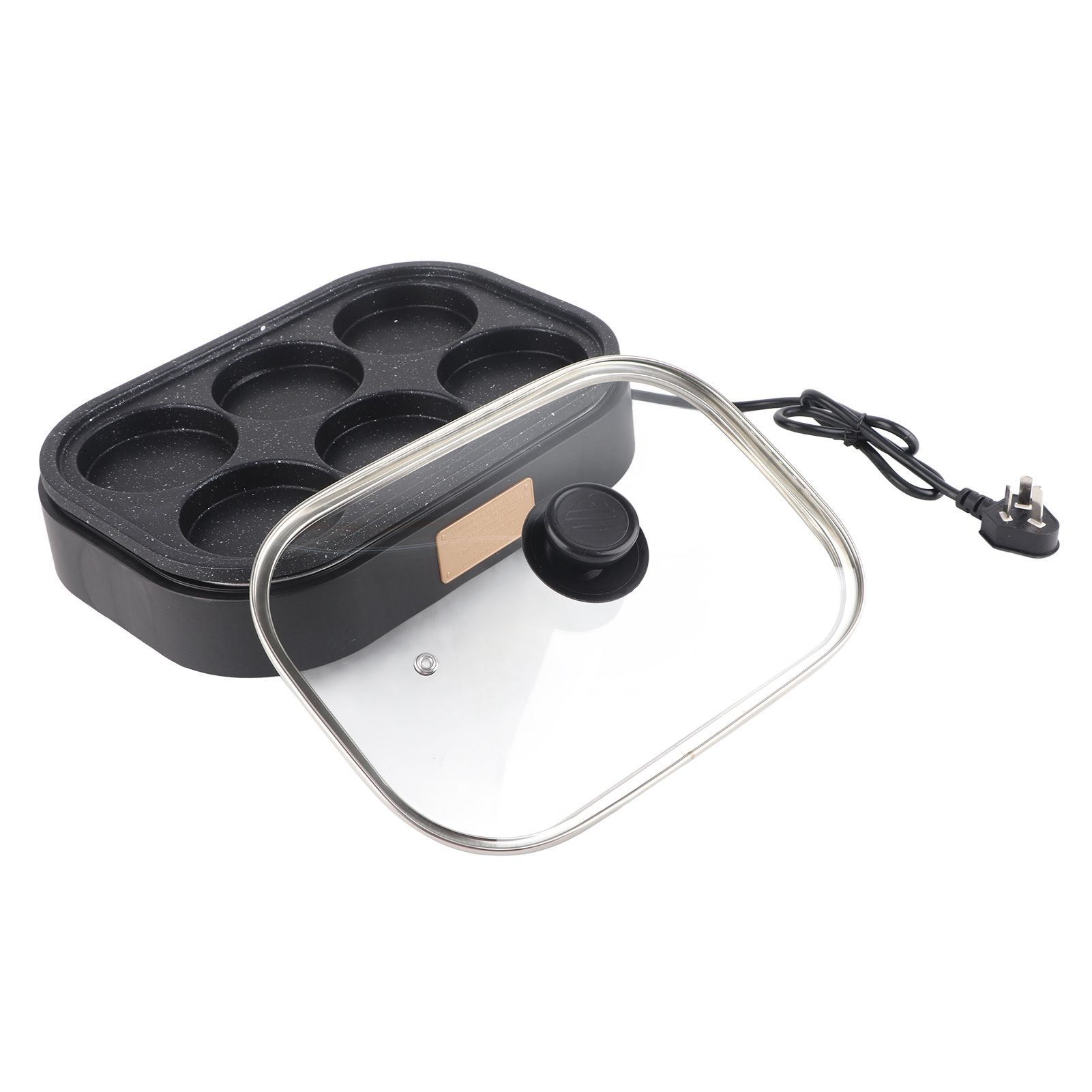 6 Hole Egg Frying Pan Nonstick Breakfast Pot Multifunctional Breakfast Maker Hamburger Machine With Pot Cover - Image 7