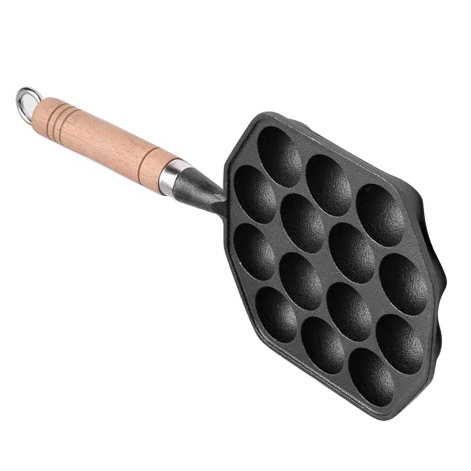 14 Holes Takoyaki Pan Nonstick Cast Iron Octopus Meat Balls Mold Maker with Detachable Handle for Home Pancake Baking - Image 2