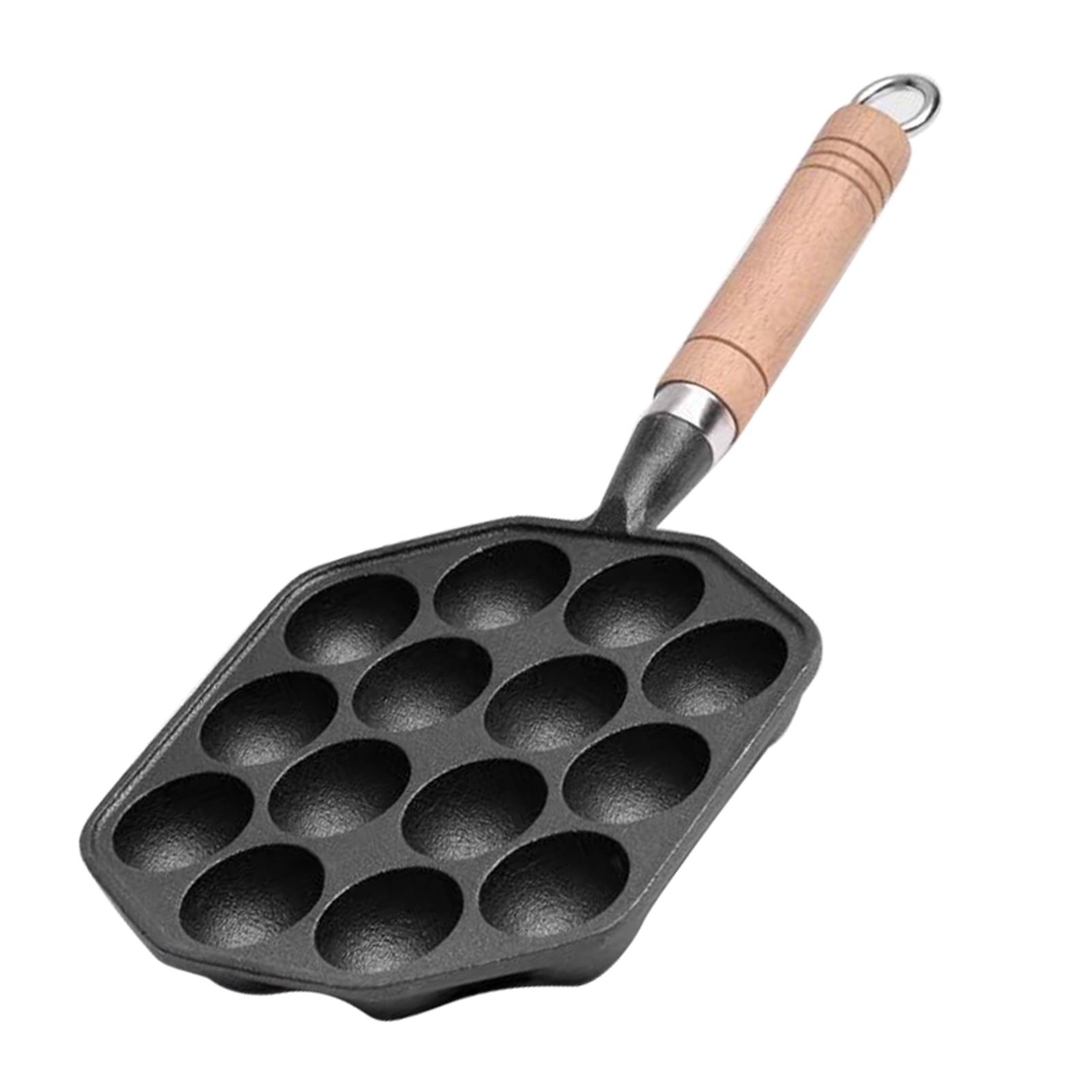 14 Holes Takoyaki Pan Nonstick Cast Iron Octopus Meat Balls Mold Maker with Detachable Handle for Home Pancake Baking - Image 3