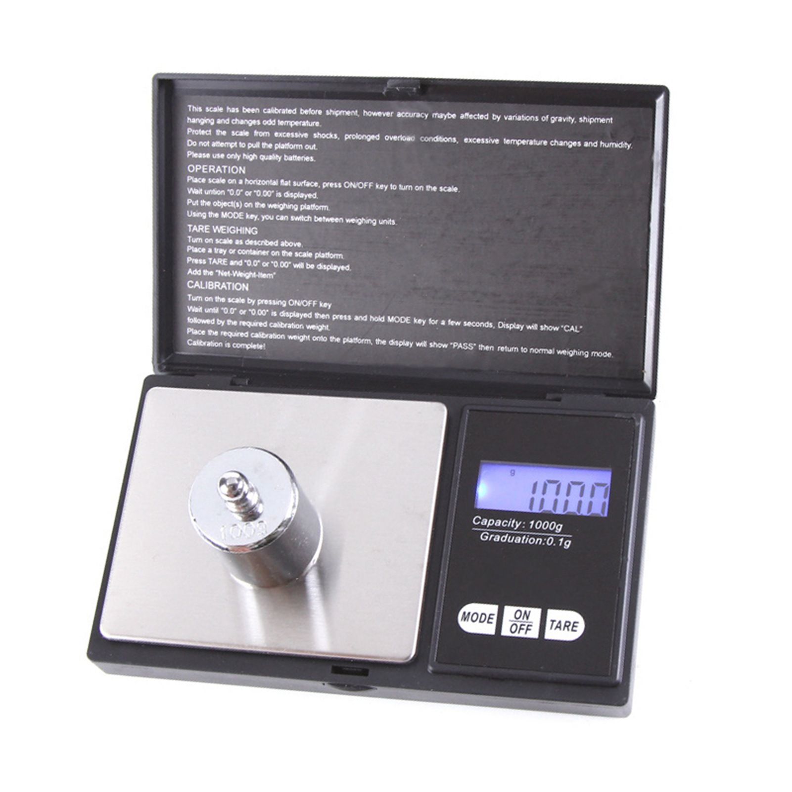 Digital Scale Backlit LCD Accurate Measurement Electronic Food Steelyard for Kitchen Jewelry 1000G 0.1G - Image 1
