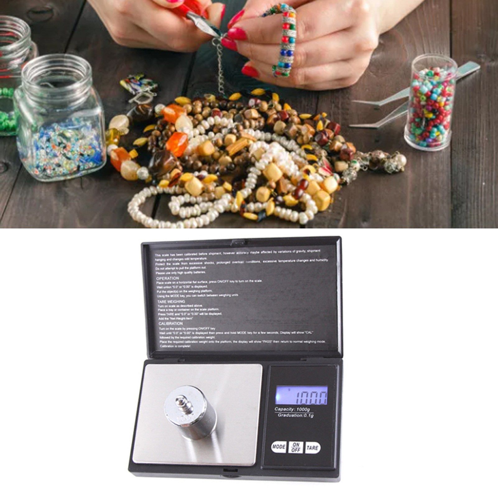 Digital Scale Backlit LCD Accurate Measurement Electronic Food Steelyard for Kitchen Jewelry 1000G 0.1G - Image 4