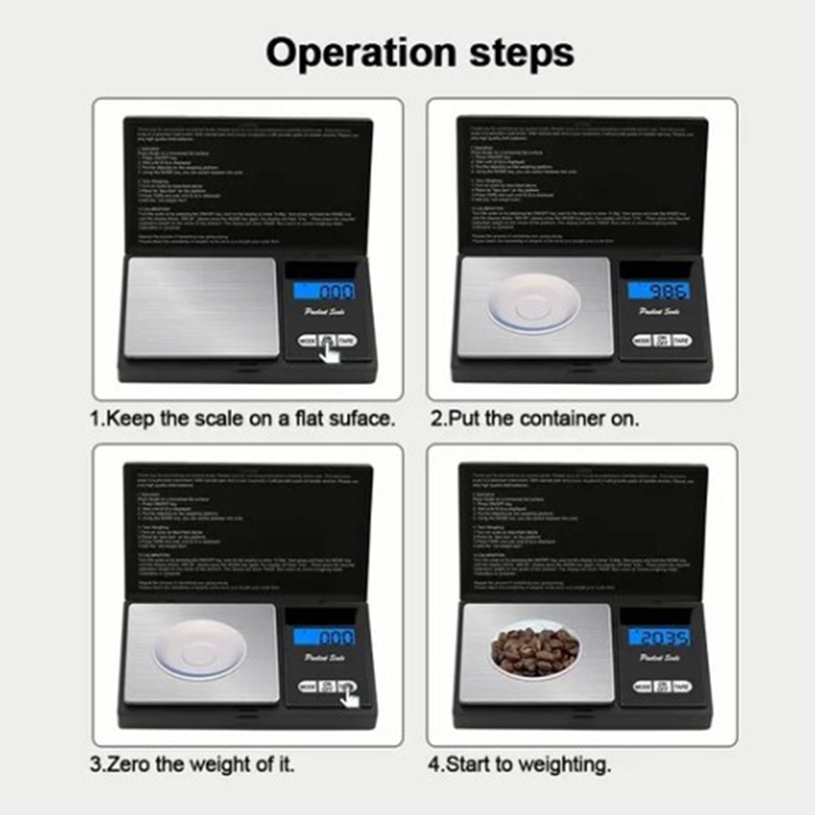 Digital Scale Backlit LCD Accurate Measurement Electronic Food Steelyard for Kitchen Jewelry 1000G 0.1G - Image 8