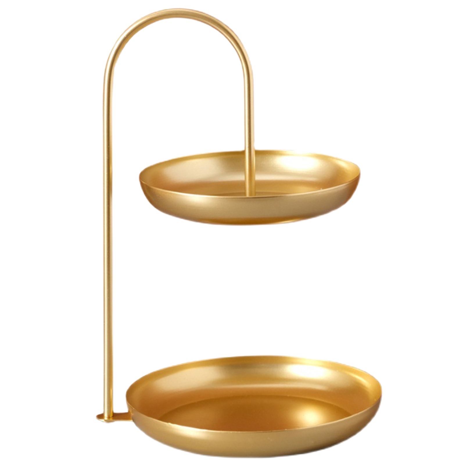 2 Tier Iron Fruit Serving Tray Waterproof Multi Tier Storage Platter for Coffee Table Party Gold - Image 1
