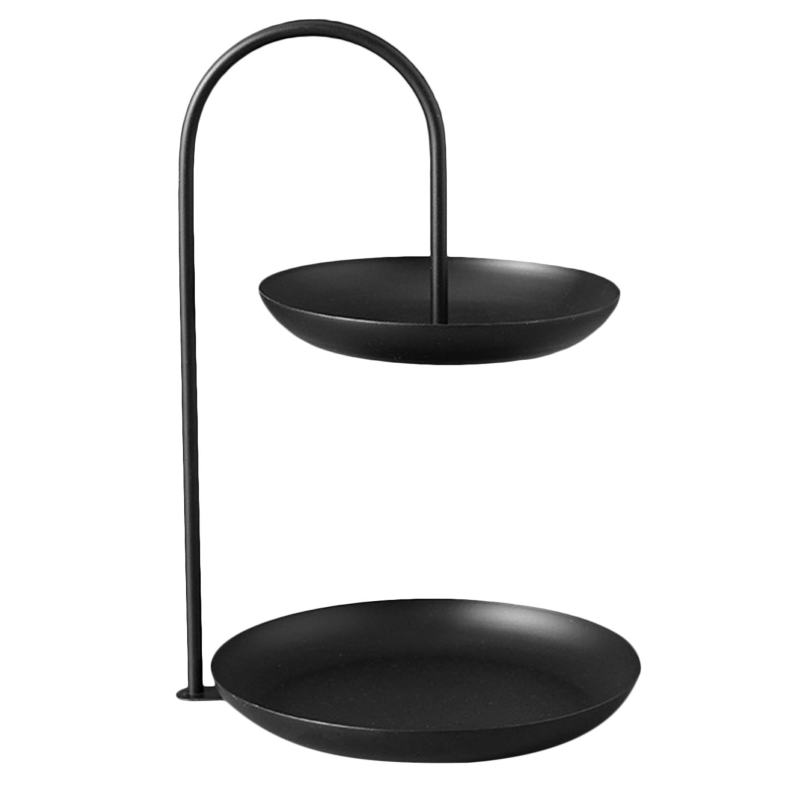 2 Tier Iron Fruit Serving Tray Waterproof Multi Tier Storage Platter for Coffee Table Party Black - Image 1