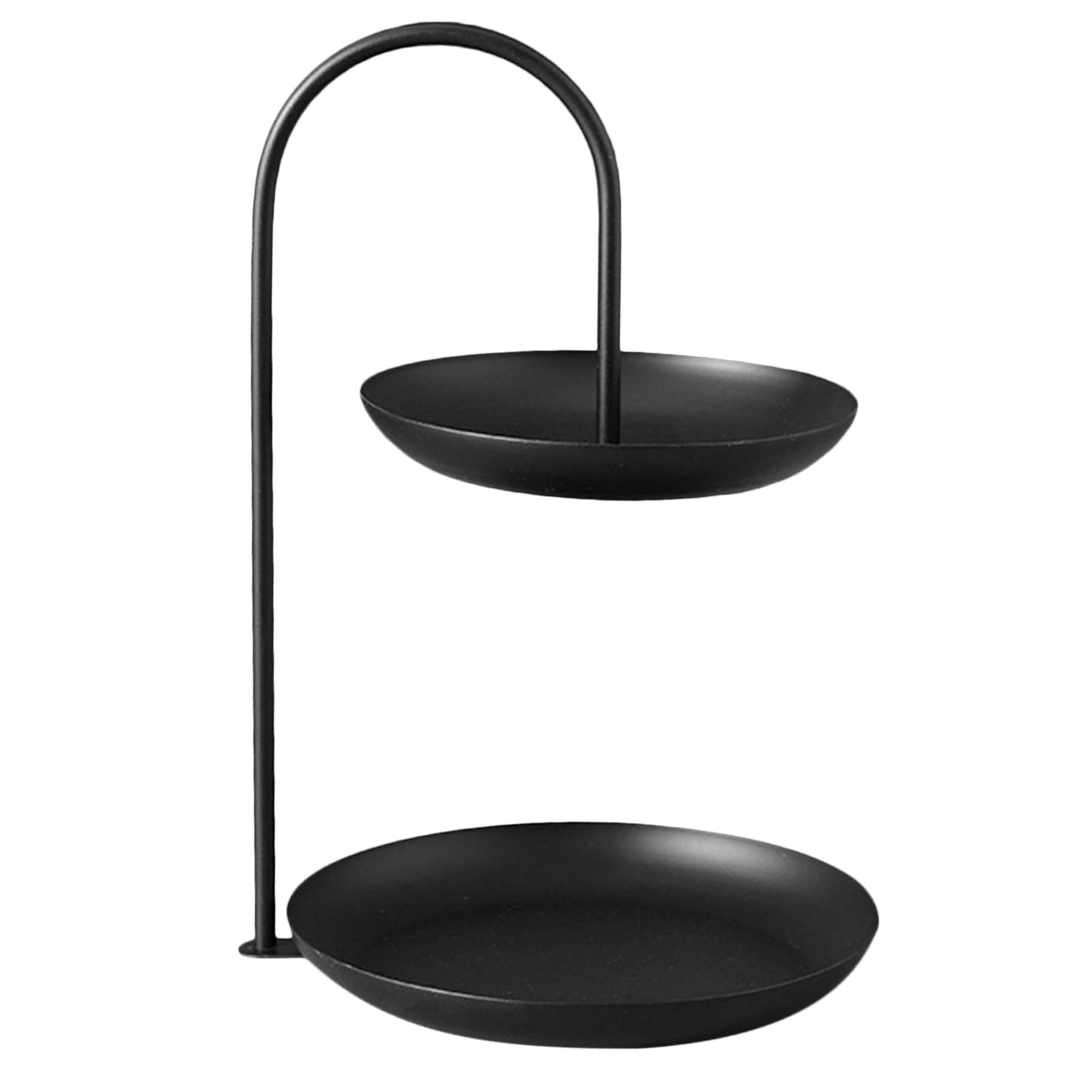 2 Tier Iron Fruit Serving Tray Waterproof Multi Tier Storage Platter for Coffee Table Party Black - Image 2