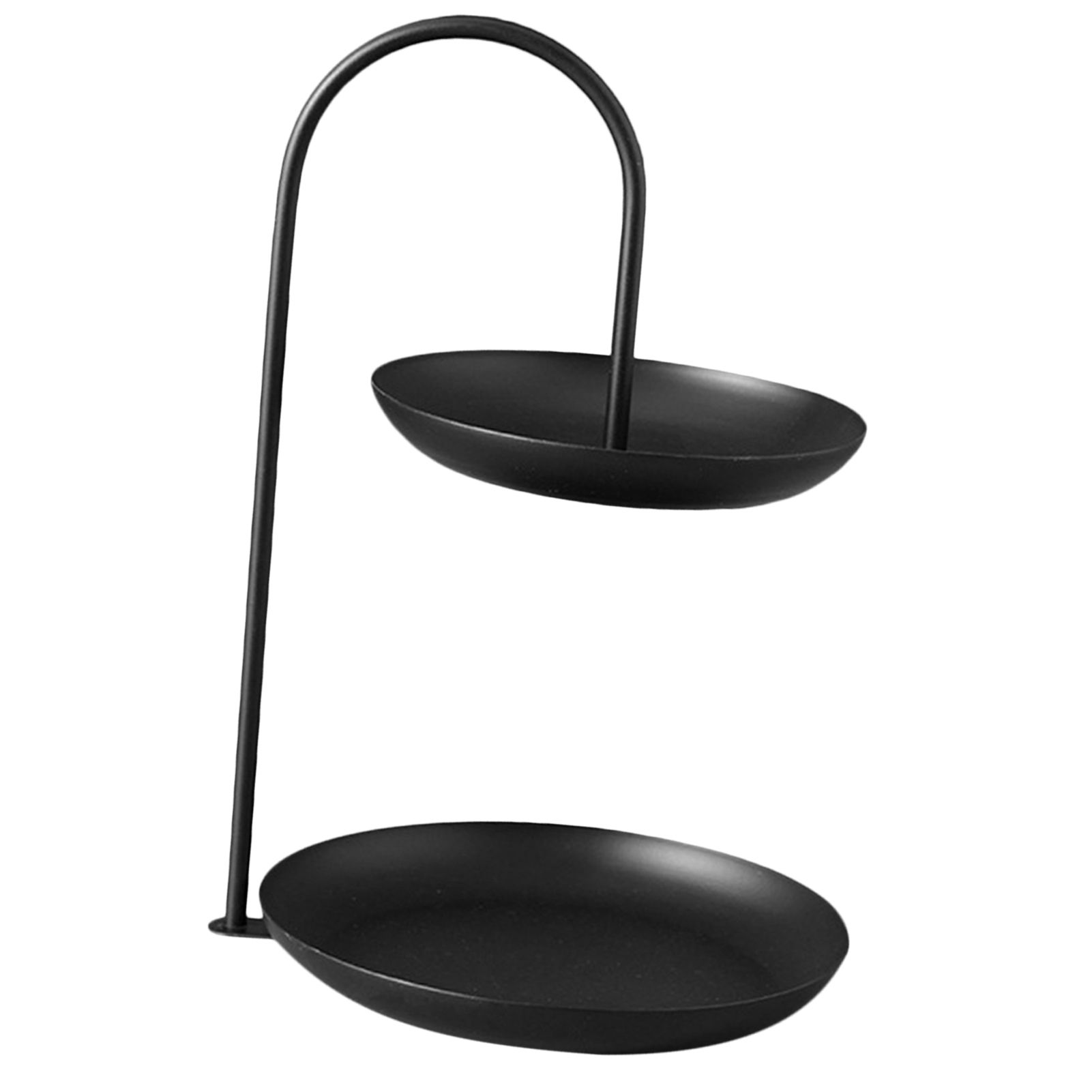 2 Tier Iron Fruit Serving Tray Waterproof Multi Tier Storage Platter for Coffee Table Party Black - Image 3