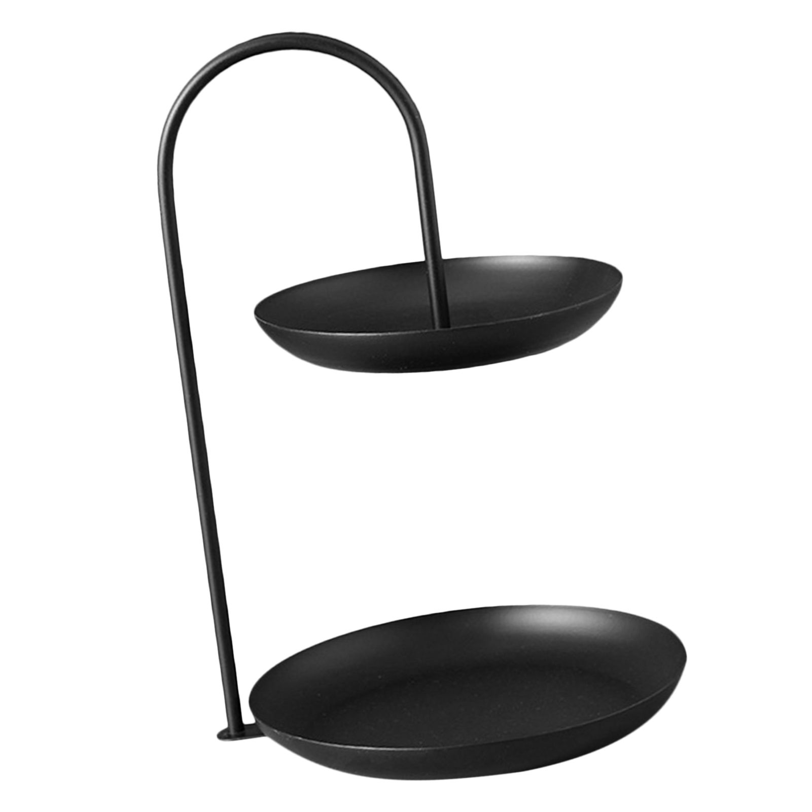 2 Tier Iron Fruit Serving Tray Waterproof Multi Tier Storage Platter for Coffee Table Party Black - Image 4