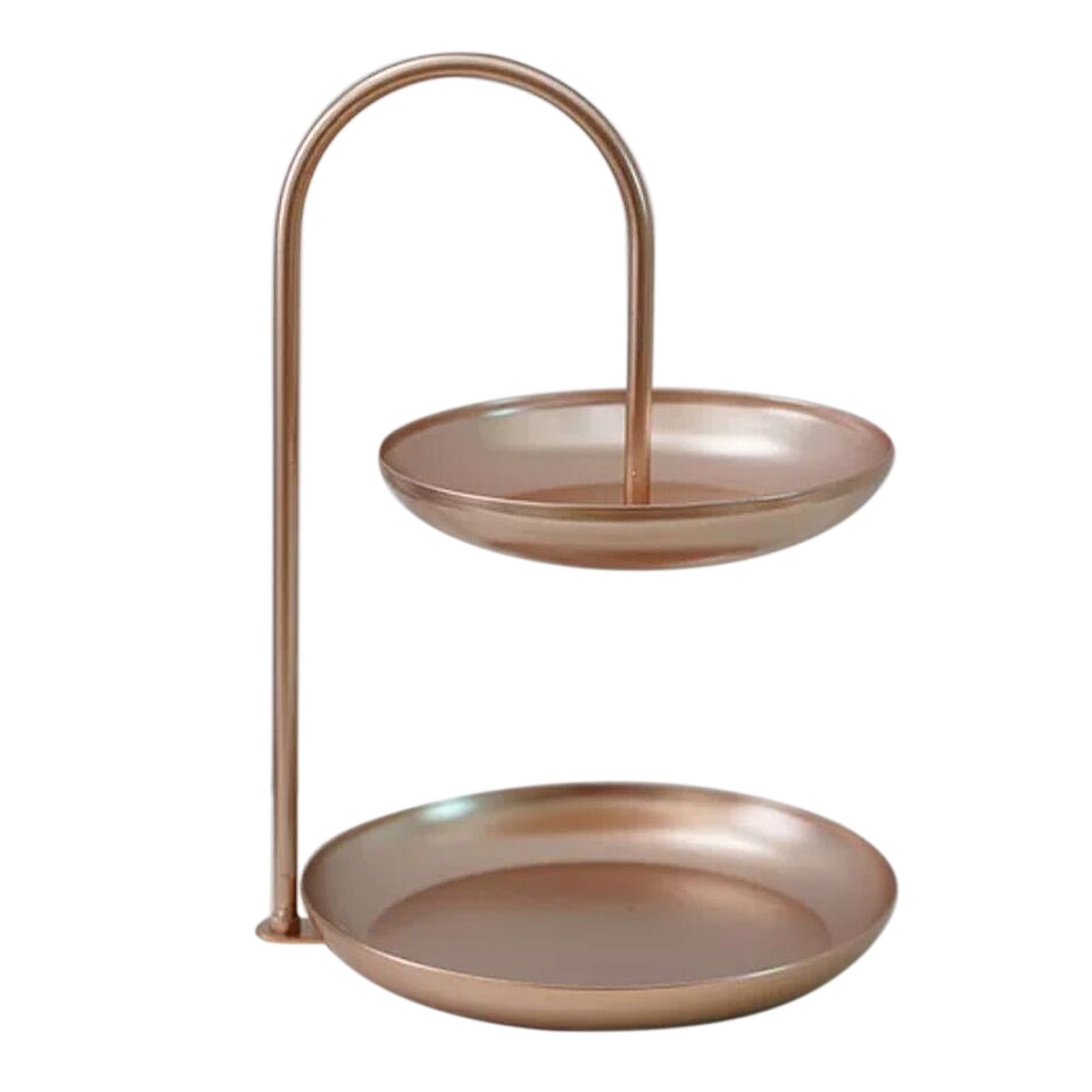 2 Tier Iron Fruit Serving Tray Waterproof Multi Tier Storage Platter for Coffee Table Party Rose Gold - Image 1
