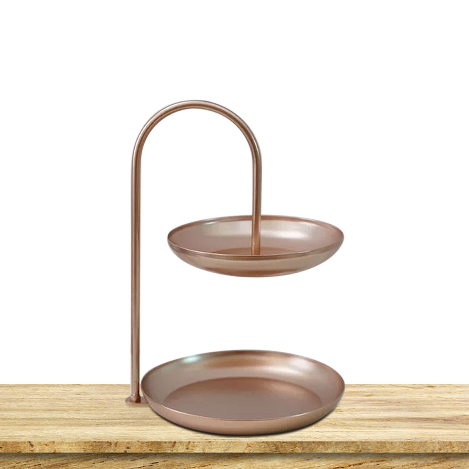 2 Tier Iron Fruit Serving Tray Waterproof Multi Tier Storage Platter for Coffee Table Party Rose Gold - Image 6