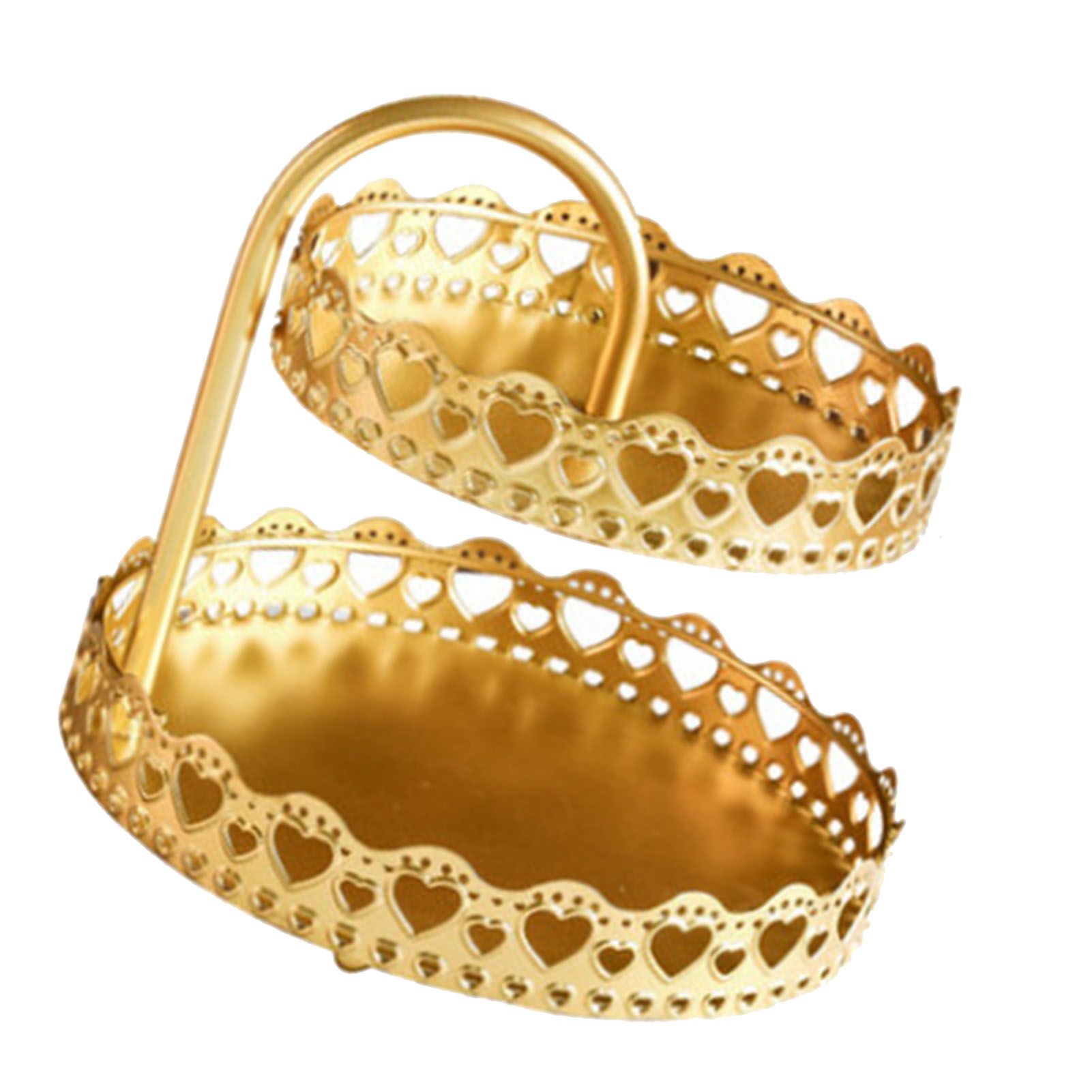 Double Layer Pastry Tray Decorative Copper Gold Biscuits Dessert Display Plate for Wedding Loving Heart - Image 3
