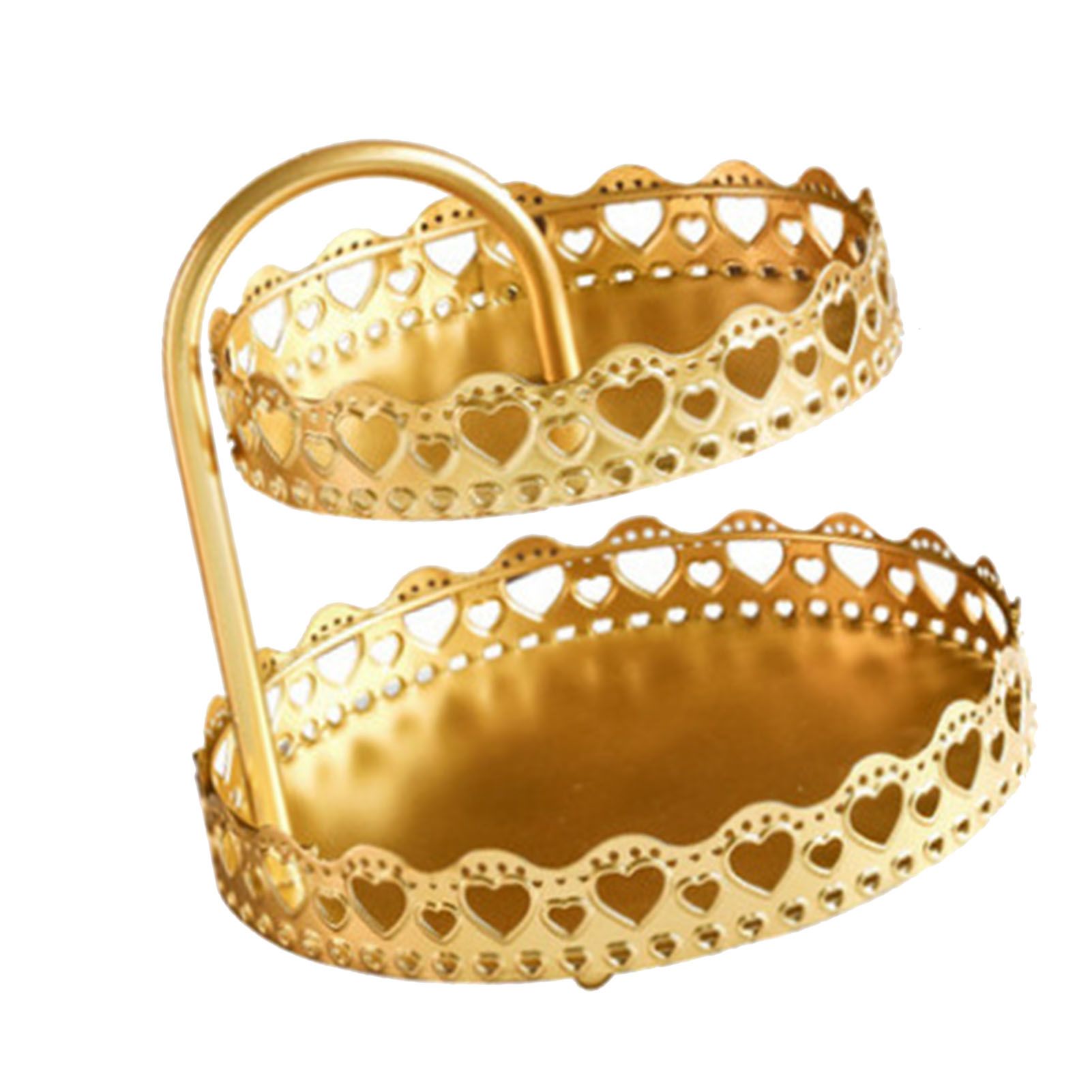 Double Layer Pastry Tray Decorative Copper Gold Biscuits Dessert Display Plate for Wedding Loving Heart - Image 4