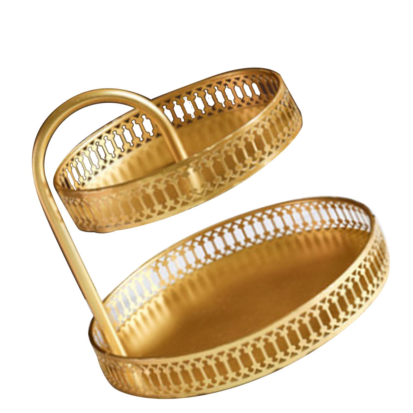 Double Layer Pastry Tray Decorative Copper Gold Biscuits Dessert Display Plate for Wedding Vertical Grain - Image 3