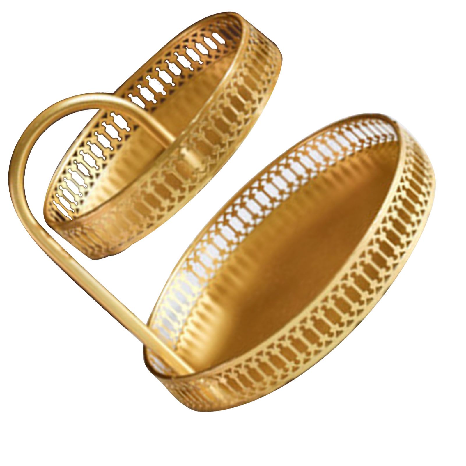Double Layer Pastry Tray Decorative Copper Gold Biscuits Dessert Display Plate for Wedding Vertical Grain - Image 4