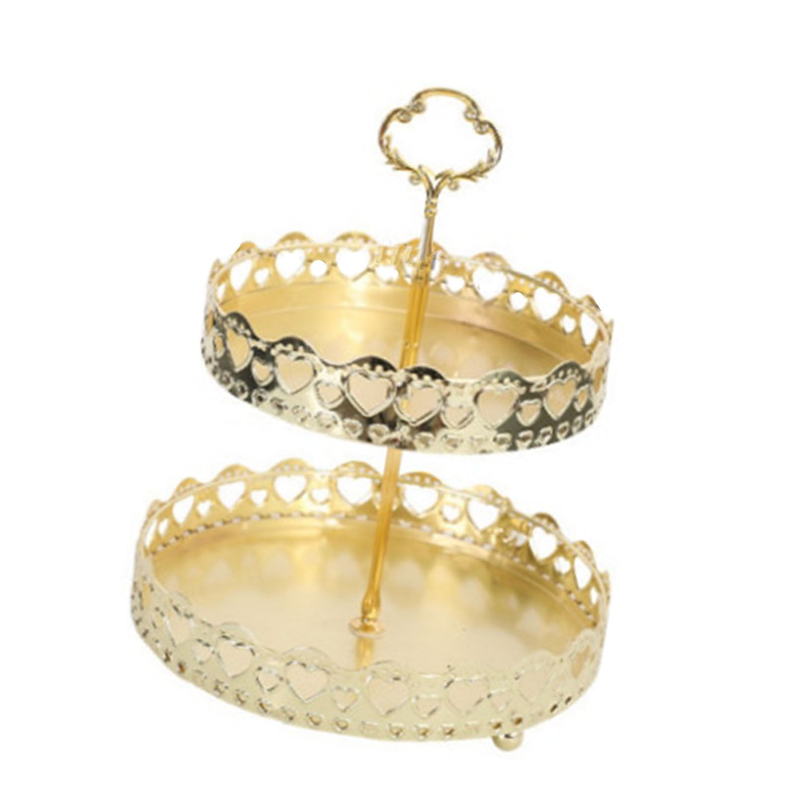 Double Layer Pastry Tray Decorative Copper Gold Biscuits Dessert Display Plate for Wedding Hollowed Out Love Heart - Image 2
