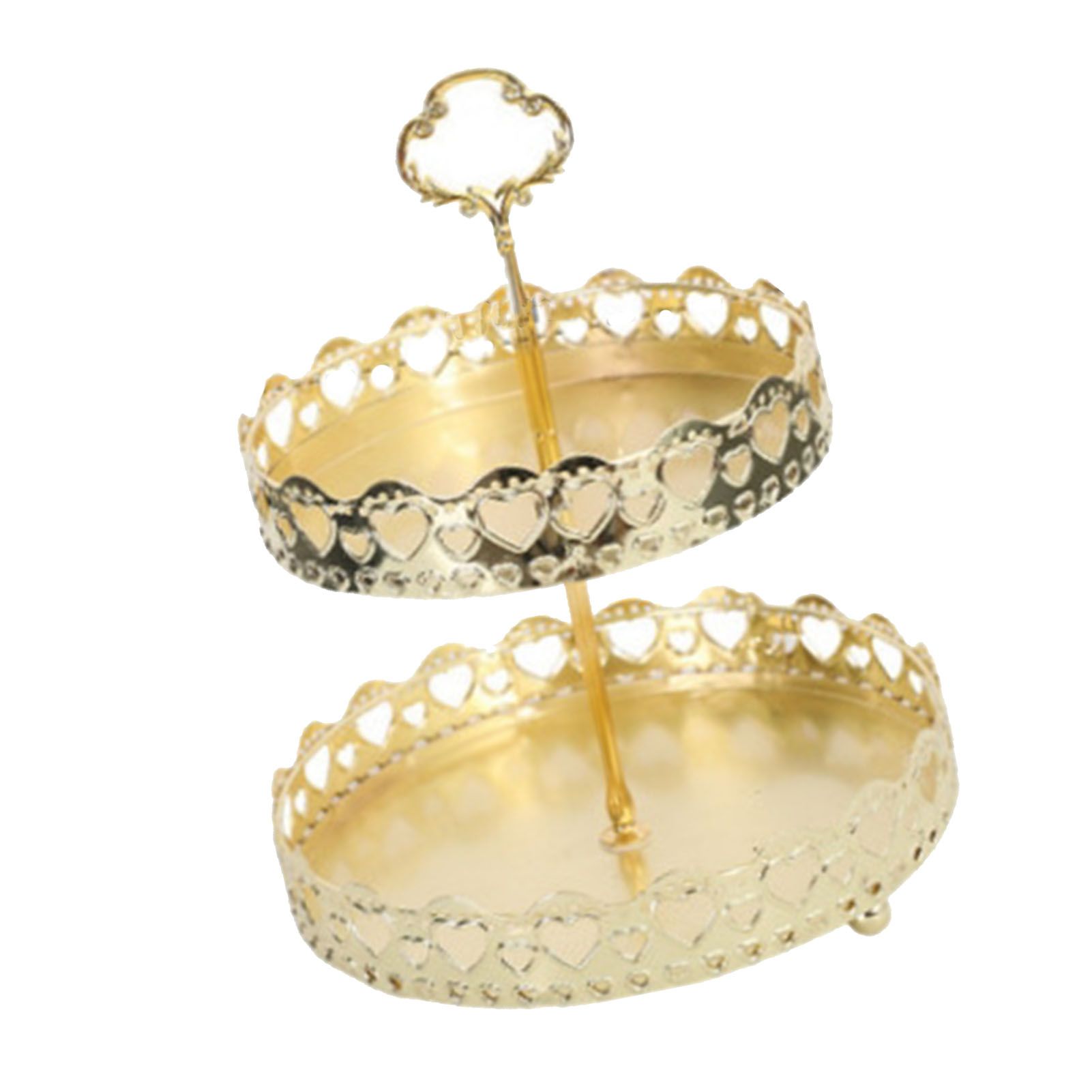 Double Layer Pastry Tray Decorative Copper Gold Biscuits Dessert Display Plate for Wedding Hollowed Out Love Heart - Image 3