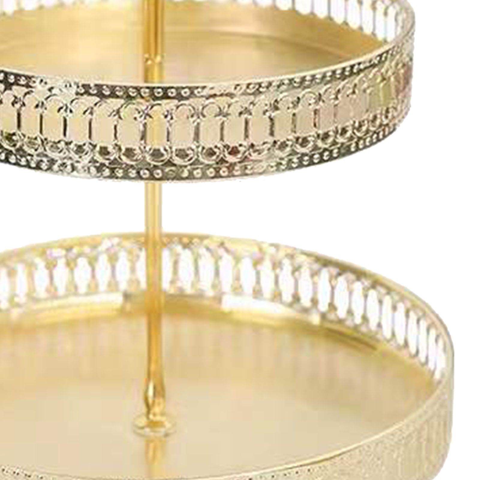 Double Layer Pastry Tray Decorative Copper Gold Biscuits Dessert Display Plate for Wedding Hollowed Out Vertical Grain - Image 8