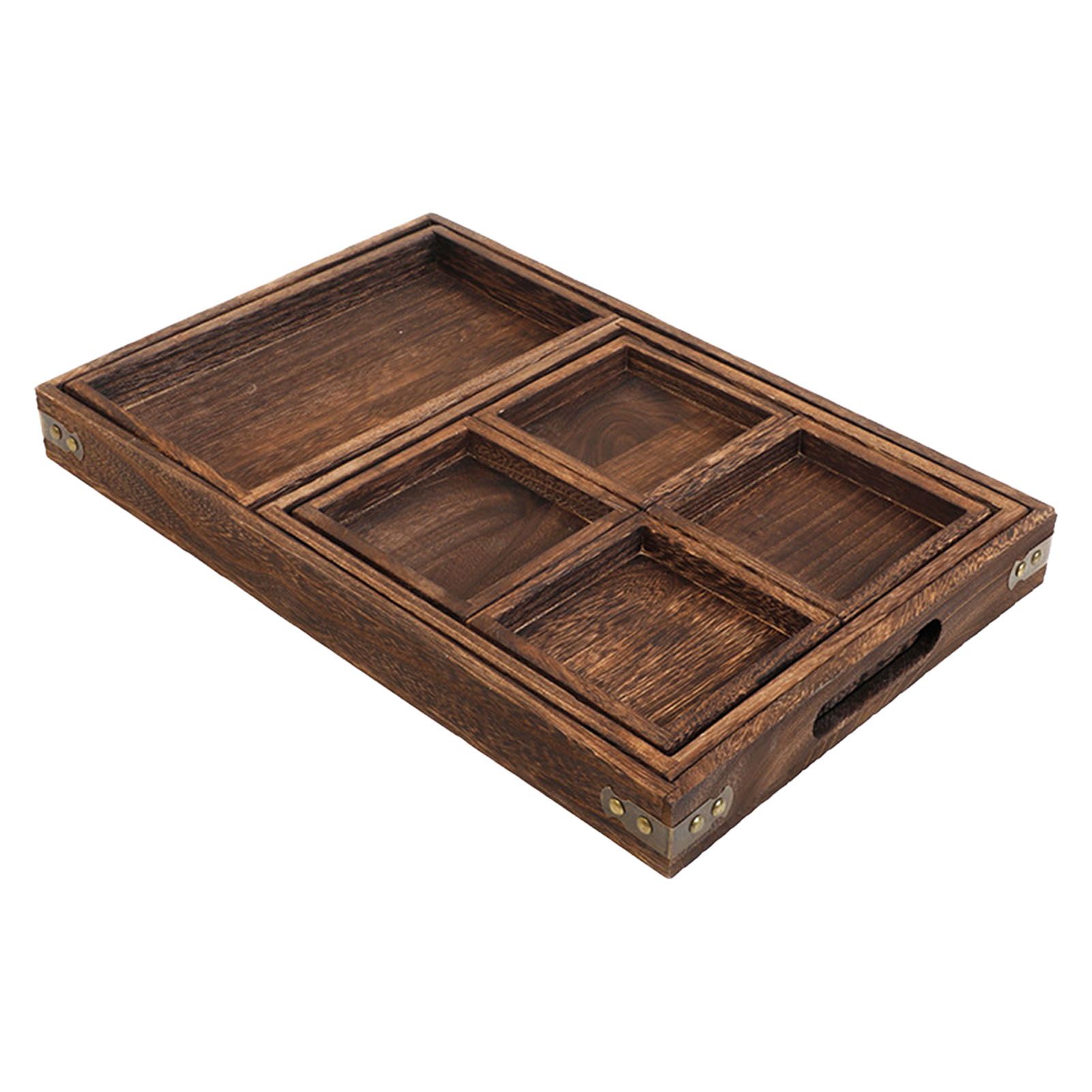 Wood Tea Tray Fade Resistant Exquisite Retro Reinforced Rectangular Tea Serving Tray - Image 2