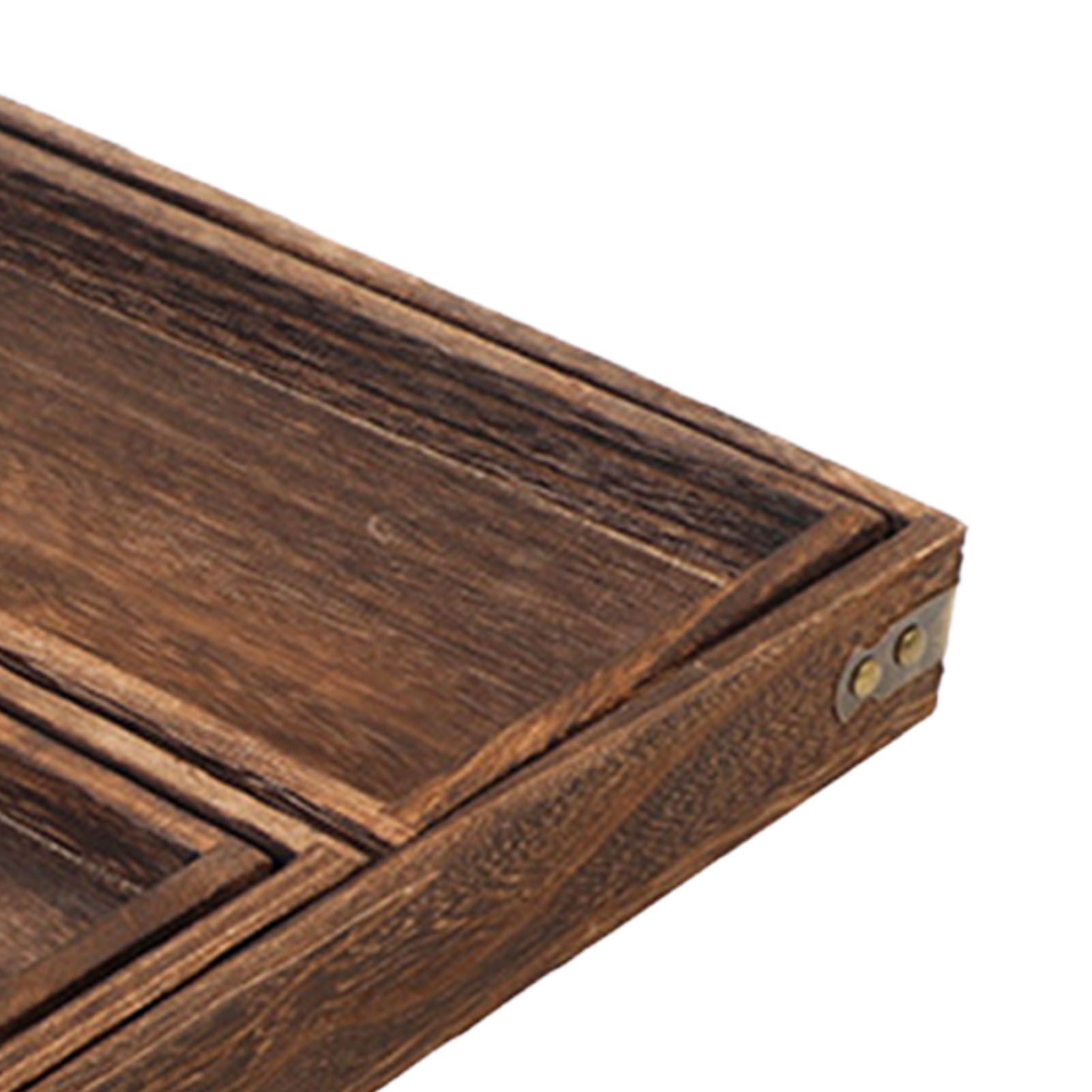 Wood Tea Tray Fade Resistant Exquisite Retro Reinforced Rectangular Tea Serving Tray - Image 7