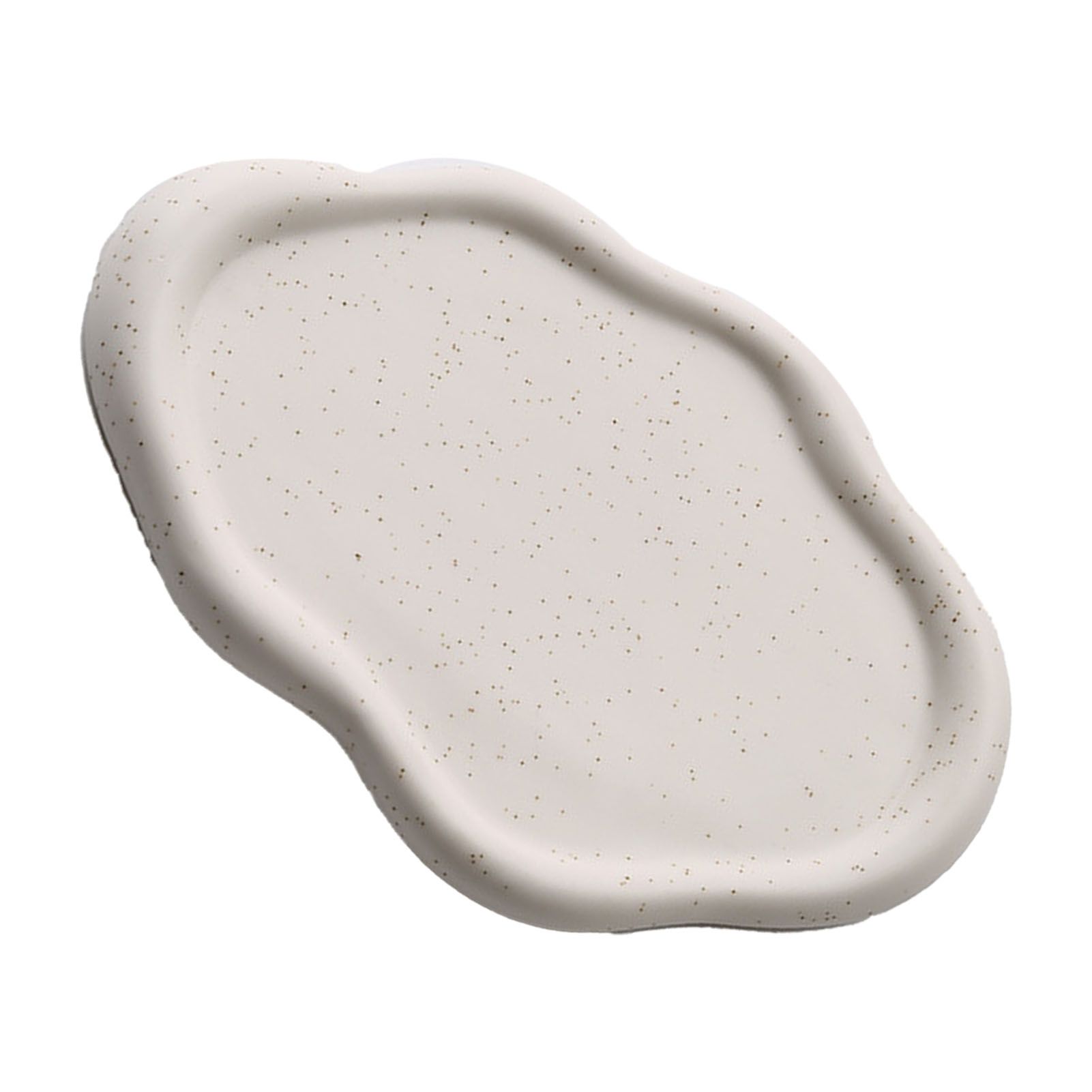 Jewelry Plate Ceramic Glossy Appearance Simple Modern Stylish Storage Tray for Home Gift White Oval - Image 1