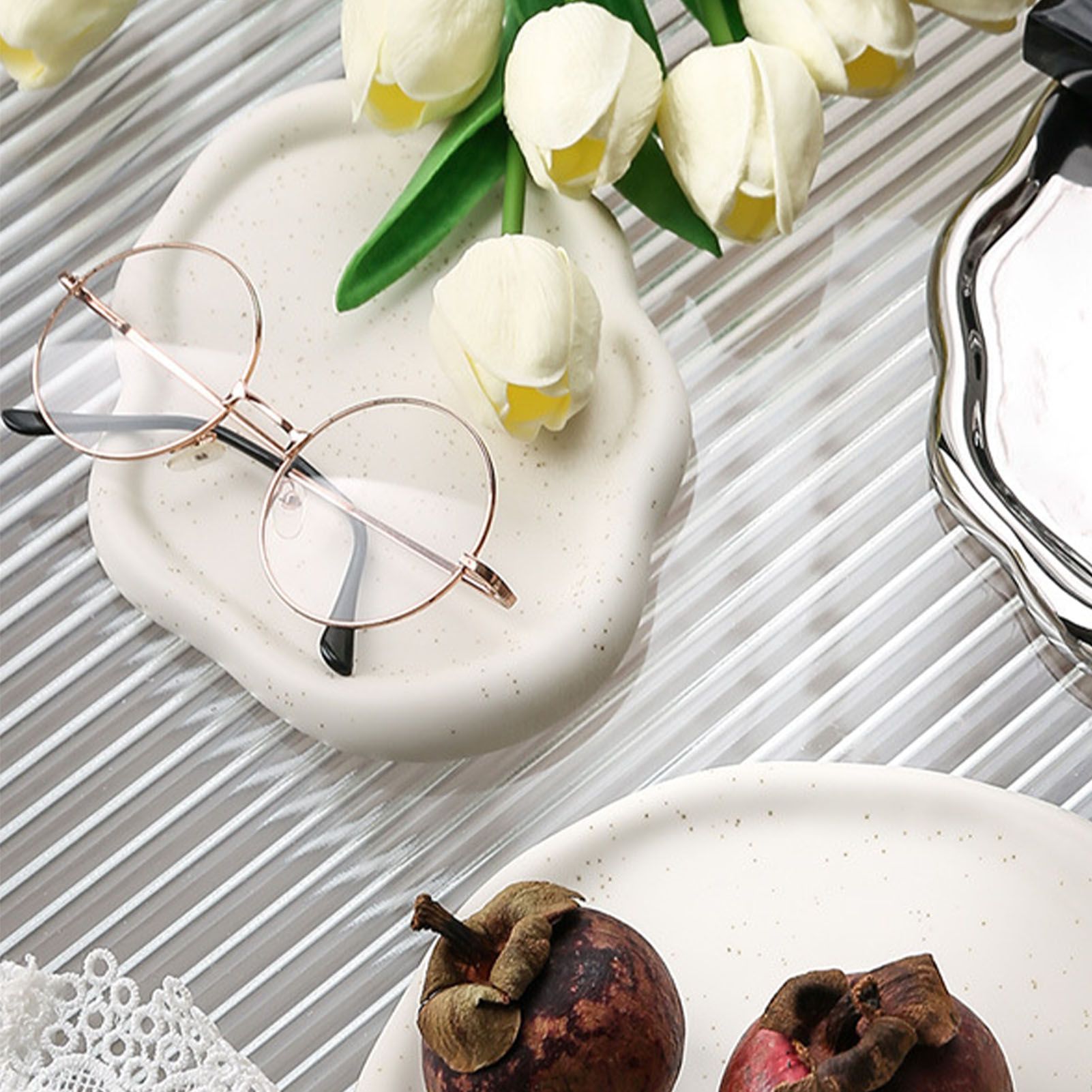 Jewelry Plate Ceramic Glossy Appearance Simple Modern Stylish Storage Tray for Home Gift White Oval - Image 5